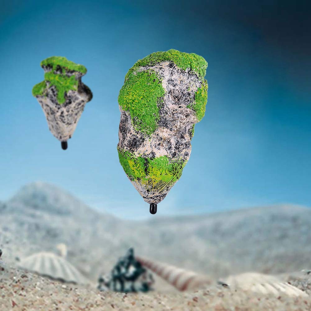 Aquarium Fish Tank Floating Moss Rocks Resin Stone Decorations Artificial Suspended Rock Ornament Landscape(Small)