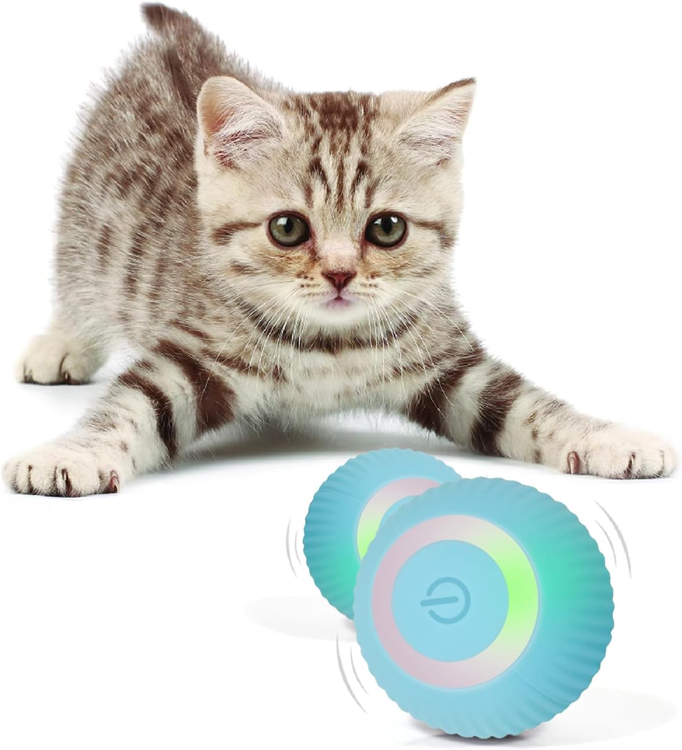 Vavsu Interactive Cat Toy Ballusb Rechargeable Automatic Cat Toy Balls Automatic Moving Rolling Cat Toys For Indoor Kitten Smart