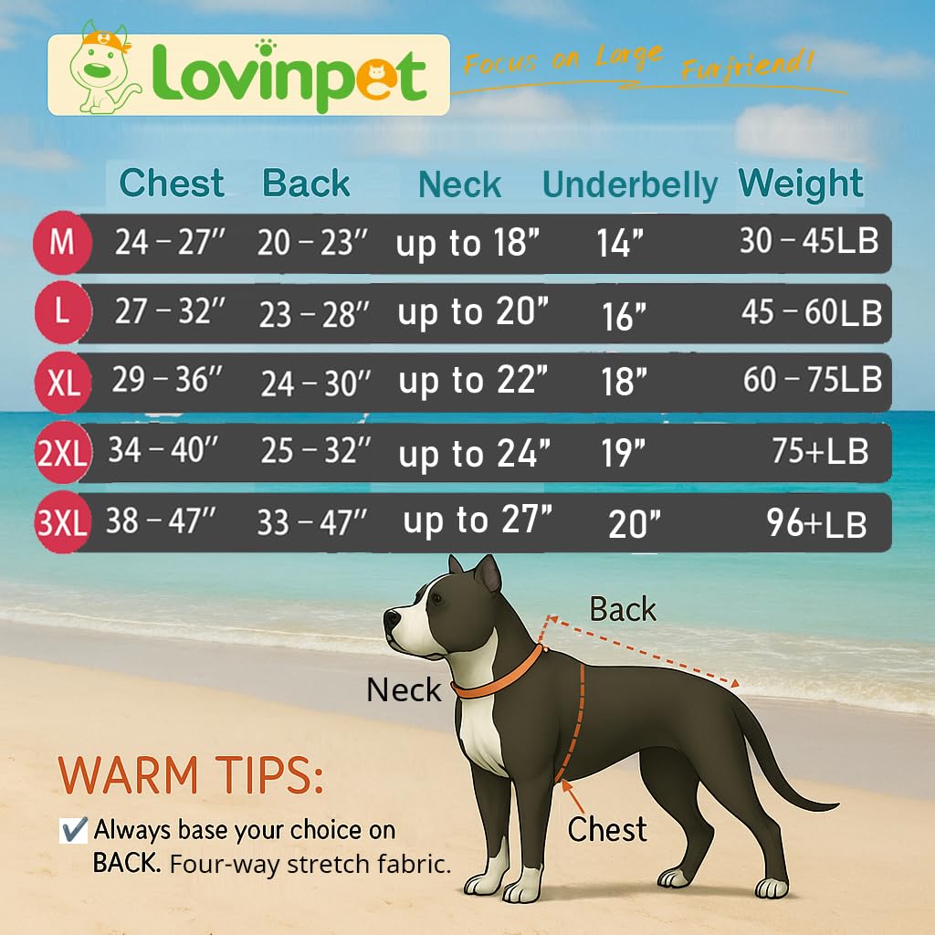 Lovinpet Dog Onesie Large Breed/Cozy Dog Pajamas, Slim Fit, Lightweight Pullover/Full Coverage Dog Pjs/Happy Hippo Blue Print/Large Breed Dog Pjs/Large