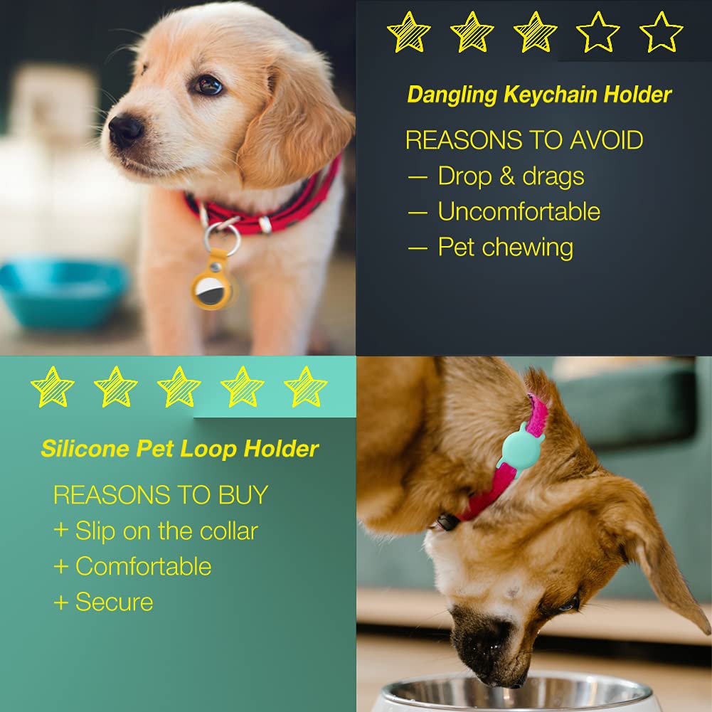 Whalezon Airtag Cat Collar Holder, Small Air Tag Dog Collar Holder Compatible With Apple Tag, Anti-Lost Pet Tracker Cases Fit On
