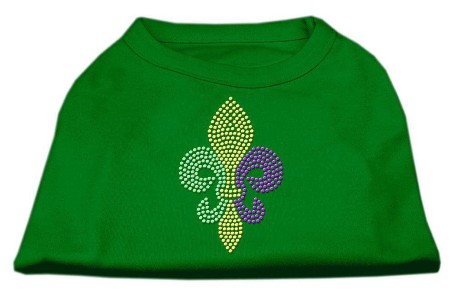 Mirage Pet Products Mardi Gras Fleur De Lis Rhinestone Dog Shirt, 3X-Large, Emerald Green