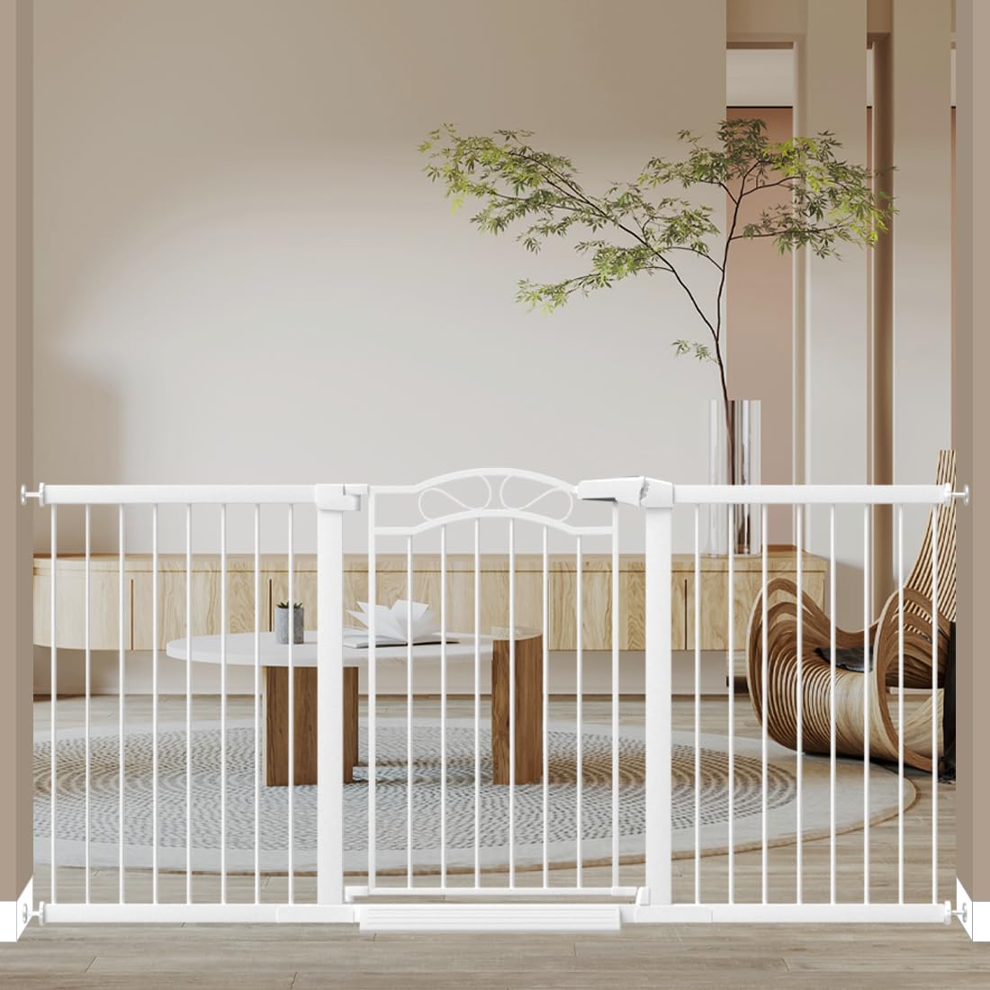 Fairy Baby Extra Wide Press Mounted Baby Gate Indoor for Kids Or Pets Walk Thru No Drill Long Dog Gates for The House Doorway Ch