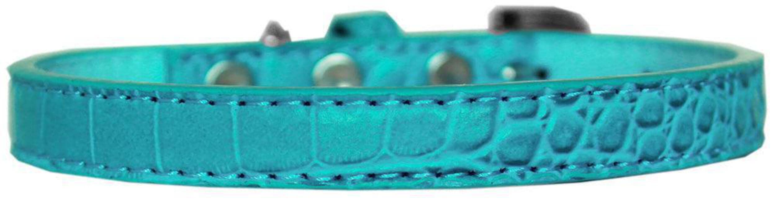 Dog, Puppy & Pet Designer Croc Collar, &quot;Wichita Plain 1/2&quot; Wide&quot; Turquoise 14