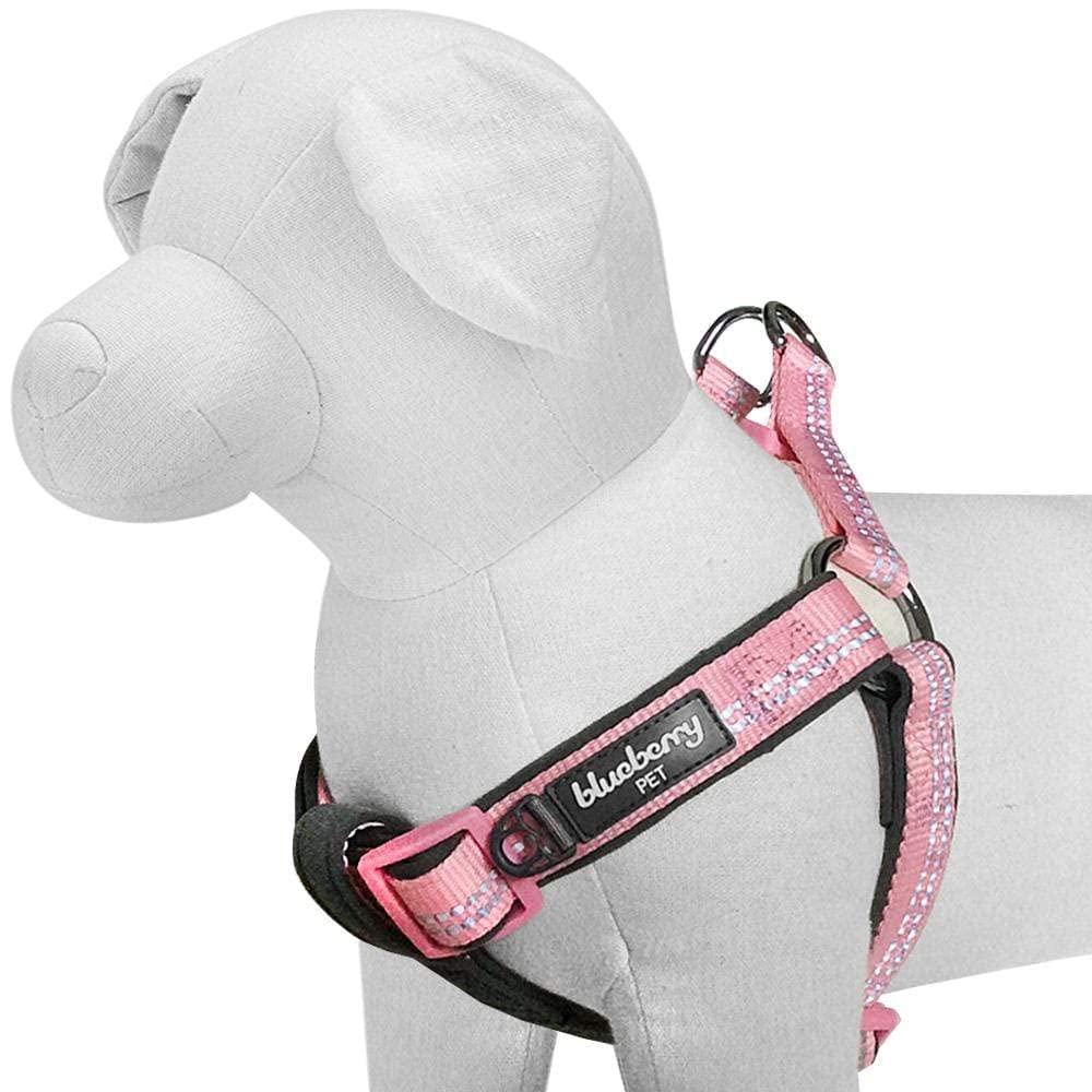 Blueberry Pet Soft & Comfy 3M Reflective Step-In Pastel Color Padded Dog Harness, Chest Girth 19.5' - 25.5', Baby Pink, Medium, Adjustable Harnesses For Dogs