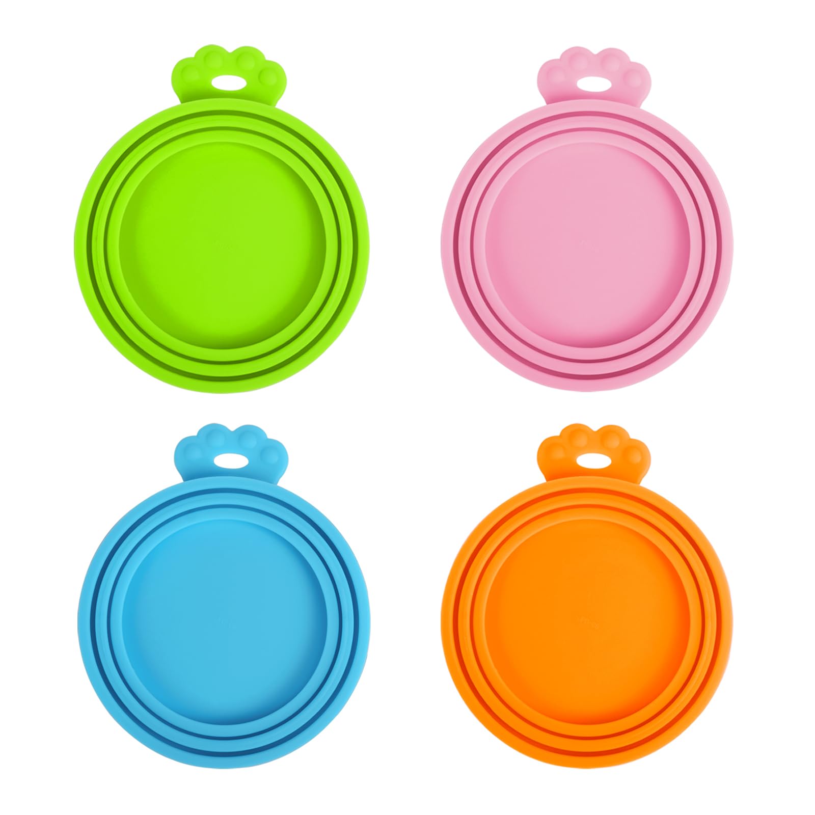 PetBonus 4 Packs Silicone Pet Can Lids, Dog Cat Food Can Cover, Universal Size Can Tops, 1 fit 3 Standard Size Food Cans, BPA Fr