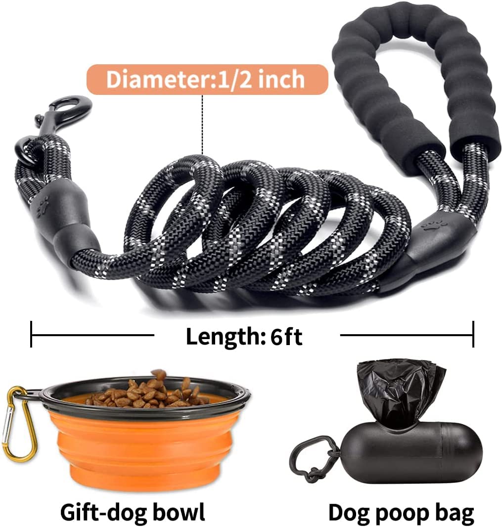 Cooyoo 2 Pack Dog Leash 6 Ft Heavy Duty - Comfortable Padded Handle - Reflective Dog Leash For Medium Large Dogs With Collapsibl