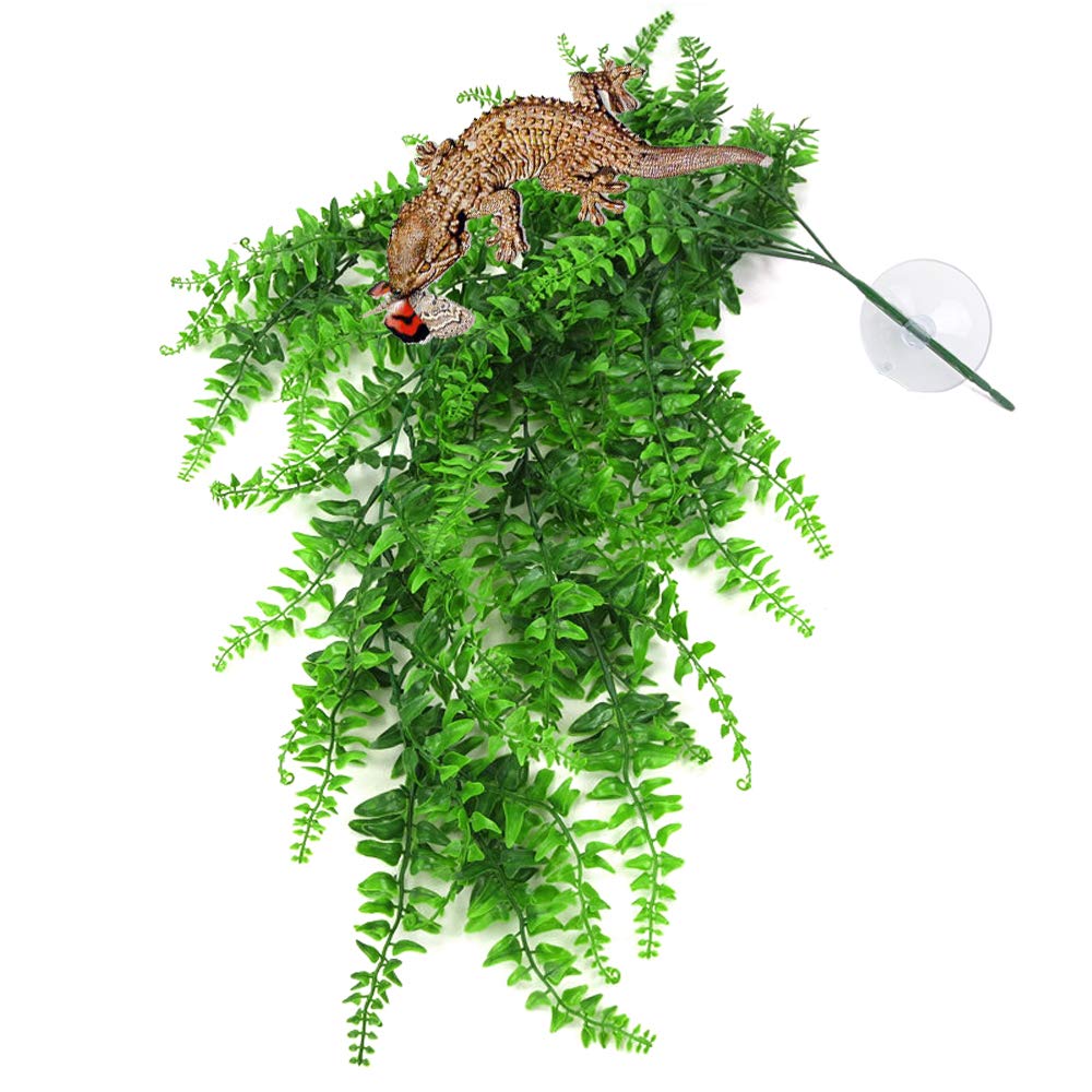 Pinvnby Reptile Plants Hanging Fake Vines Boston Climbing Terrarium Plant With Suction Cup For Bearded Dragons Lizards Geckos Snake Pets Hermit Crab And Tank Habitat Decorations (2 Pack)