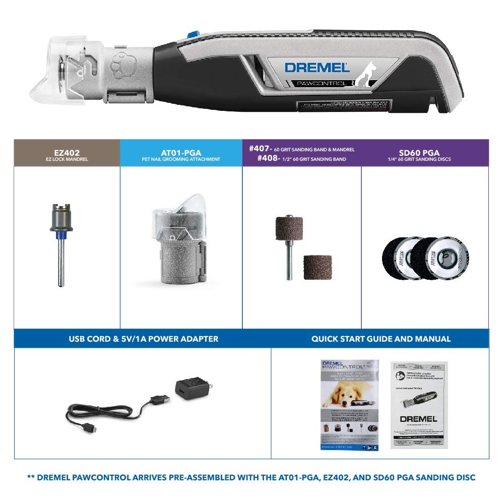 Dremel PawControl 7760-PGK Dog Nail Grinder - Cordless & Rechargeable Grooming Tool for Pets - Safe for Dogs, Cats, & Small Animals