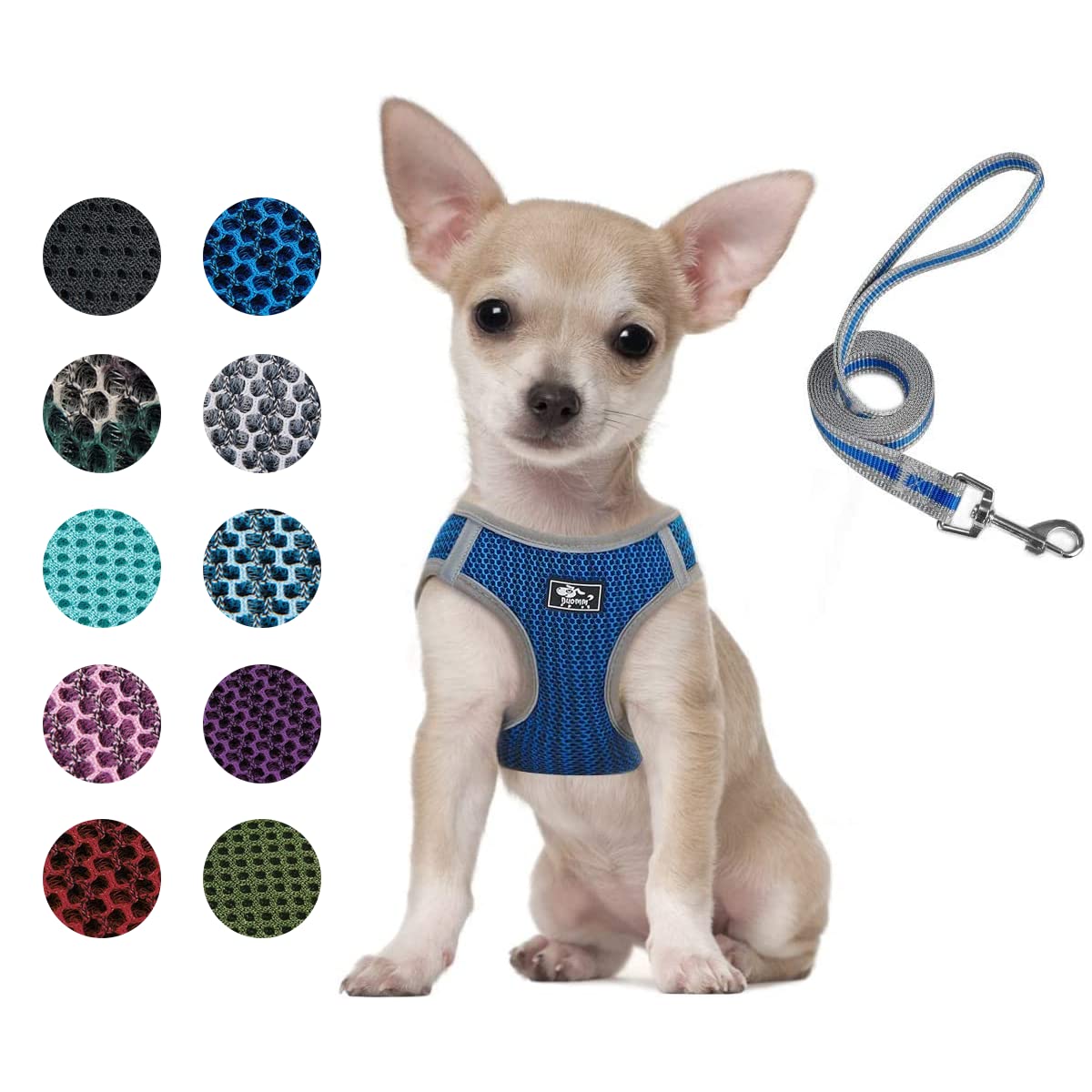 Cat Universal Harness With Leash - Escape Proof - Adjustable Reflective Step In Dog Harness For Small / Medium Dogs - Soft Mesh 