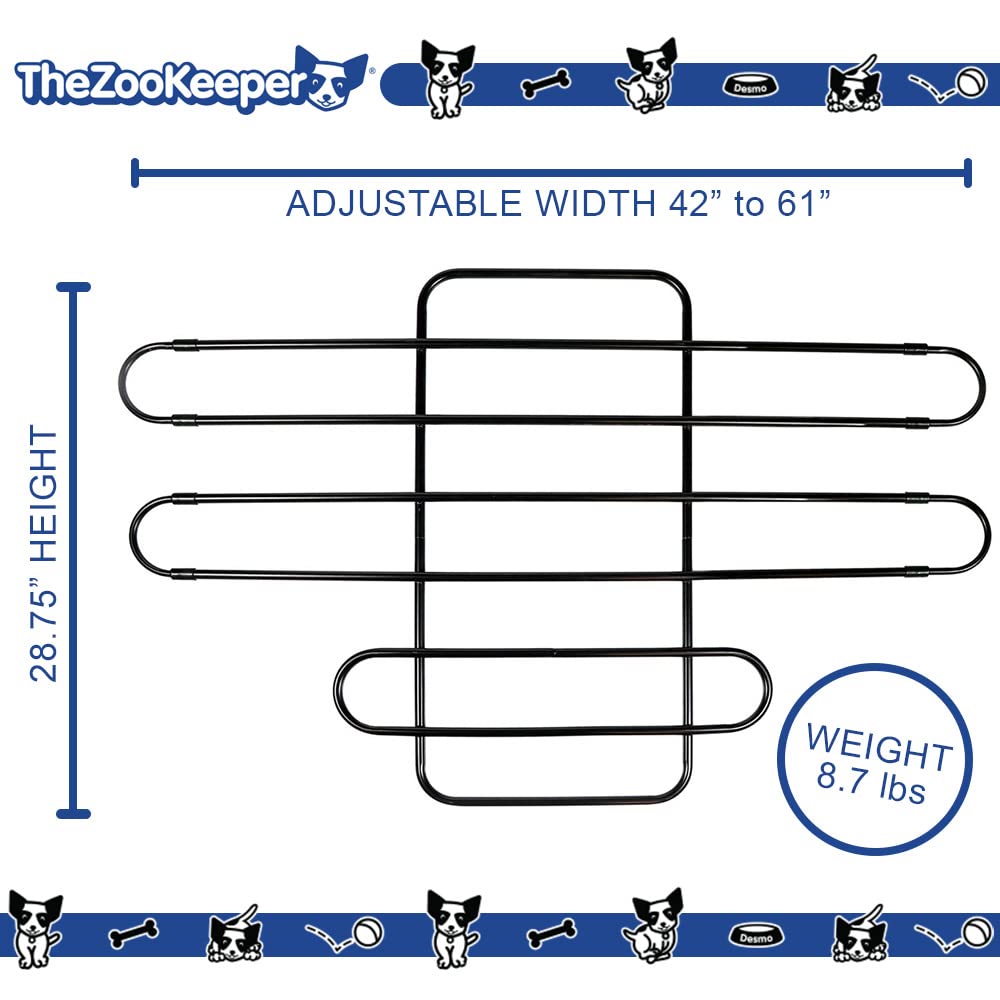 Zookeeper Vehicle Pet Barrier: Adjustable Universal For Cars, Trucks, Suvs - Moves With Your Vehicle Seats. Tilt. Slide. Recline. Easy Install Dog Car Gate - Strong Metal Tubing Gate Divider