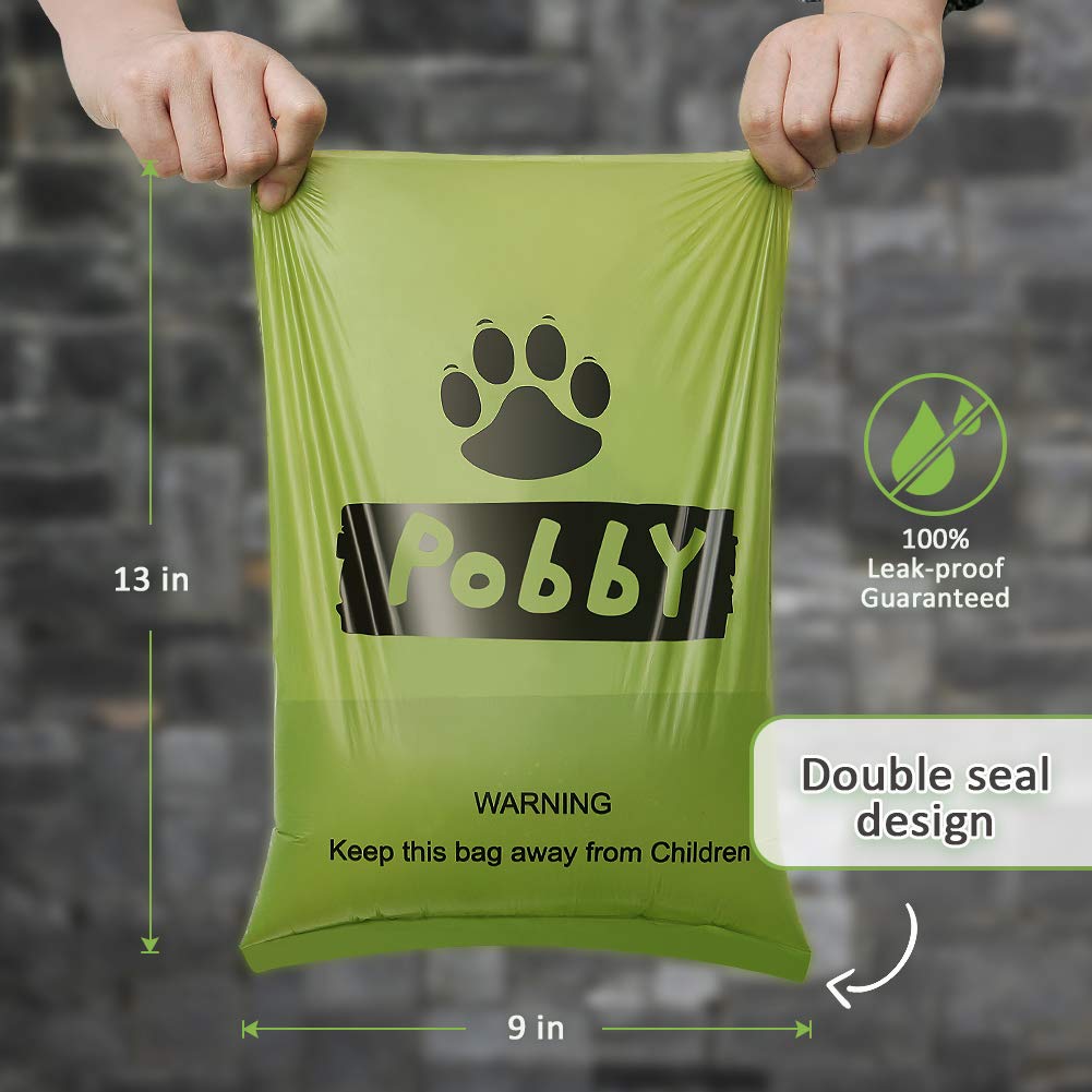 PobbY Biodegradable Dog Poop Bags - 360 Count (24 Rolls  Dispenser) Unscented, Durable 9 x 13 Thick Doggy Waste Bags