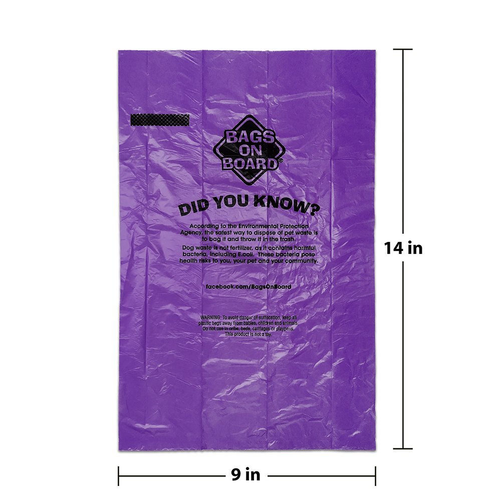 Bags on Board Dog Poop Bags | Strong, Leak Proof Dog Waste Bags | 9 x14 Inches, 140 Assorted Color Bags, Rainbow, (Model: 320394