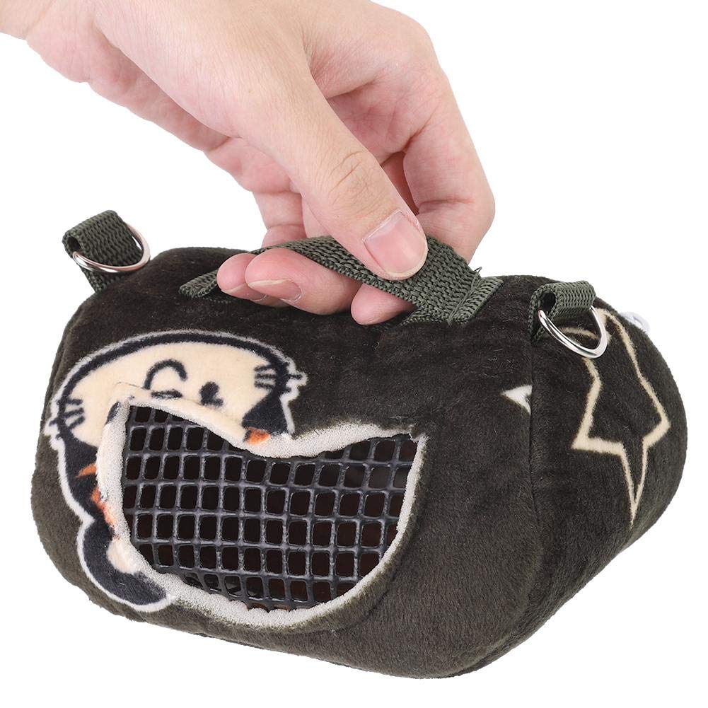 Pet Hamster Carrier, Blackish Green Flannelette Hamster Squirrel Travel Bags Portable Breathable Small Animal Carrier Outgoing S