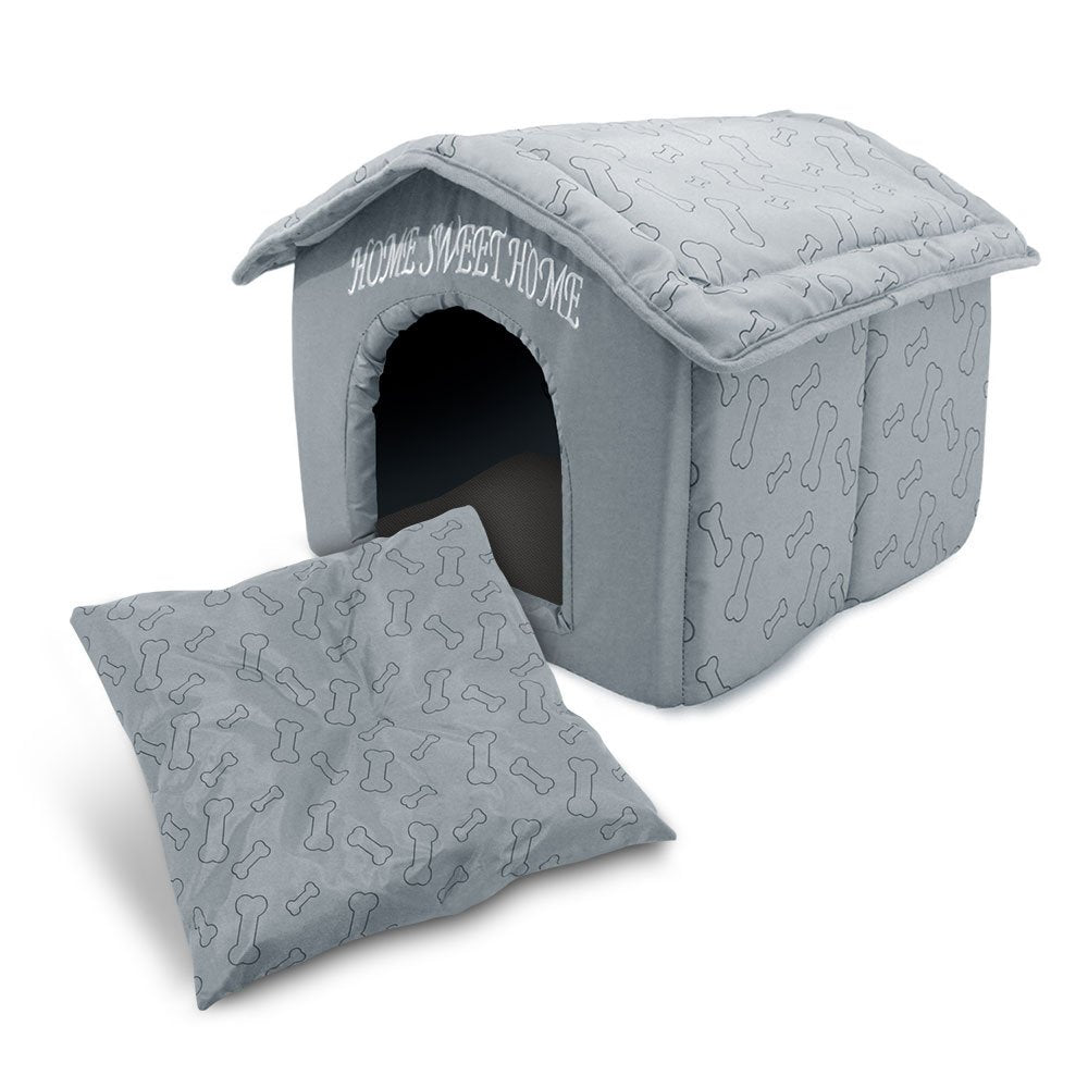 Best Pet Supplies Portable Indoor Pet House - Perfect For Cats & Small Dogs, Easy To Assemble - Silver