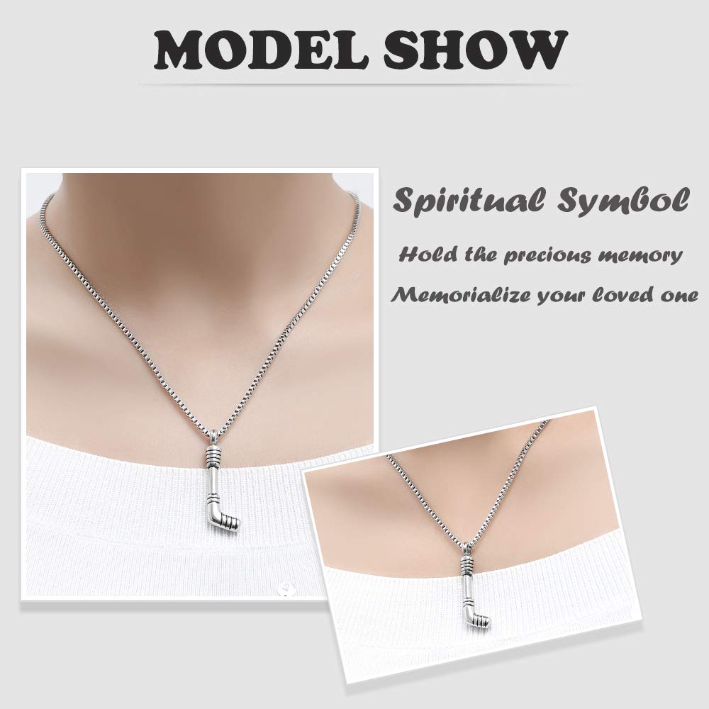 Xsmzb Hockey Stick Cremation Jewelry For Ashes Memorial Urn Pendant Holder Ashes For Pet/Human Stainless Steel Keepsake Urn Neck