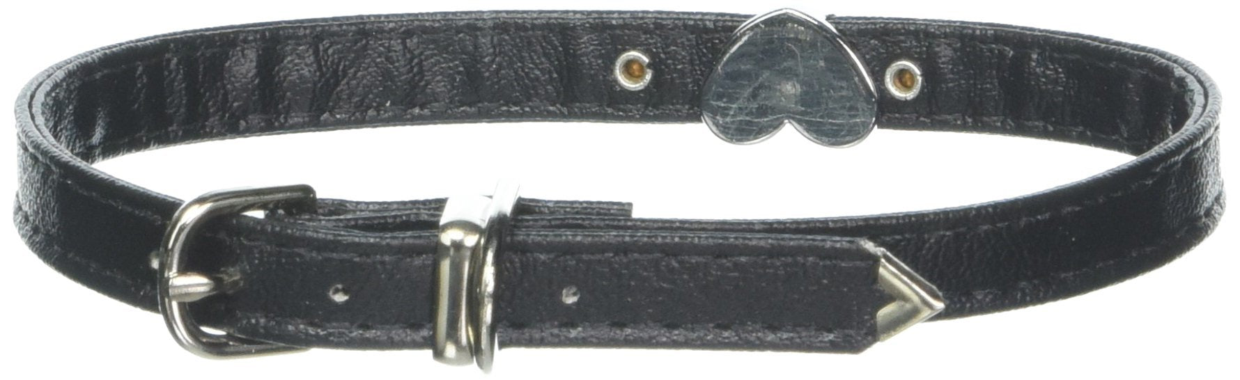 Mirage Pet Products 1 and 3 Heart Black Pet Collars with Pink Hearts, 1 Heart, Size 14