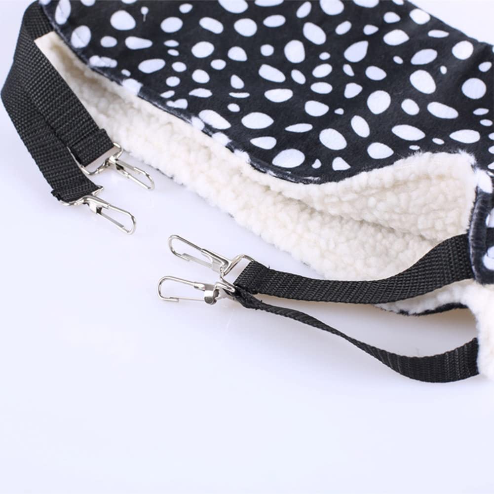 Wzyuan Pet Cage Hammock, Polyester Polka Dot Small Pet Animal Small Dog Puppy Cat Kitty Kitten Ferret Hanging Hammock Bed Sleepy Pad Comforter Black And White