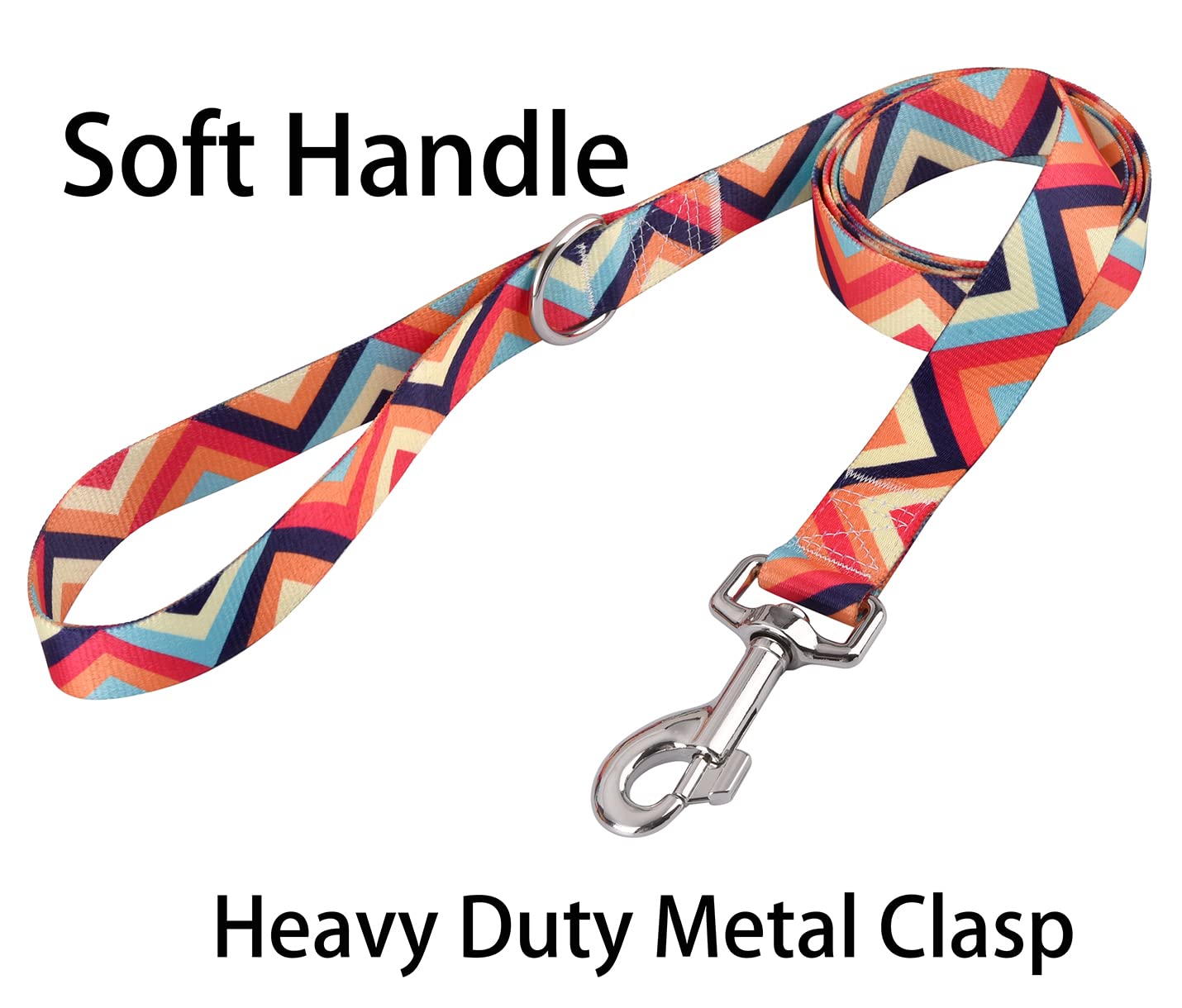 Hqyddmi Soft Comfy Pet Collar And Leash Set For Medium Dogs, Geometry Pattern For Boy Girl Puppy Dogs(Colorful Waves Set,M)