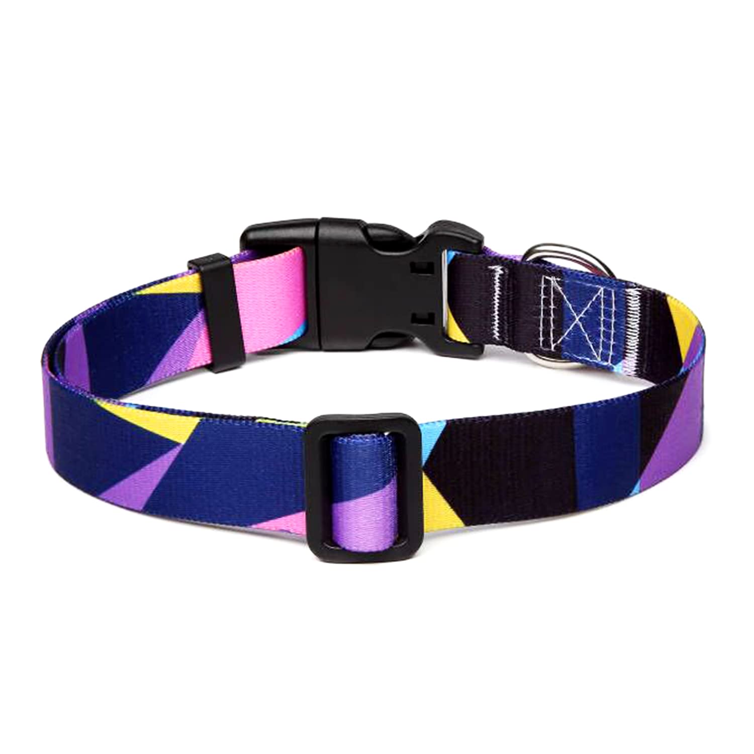 Suredoo Adjustable Dog Collar With Patterns, Ultra Comfy Soft Nylon Breathable Pet Collar For Small Medium Large Dogs (S, Purple Geometry)