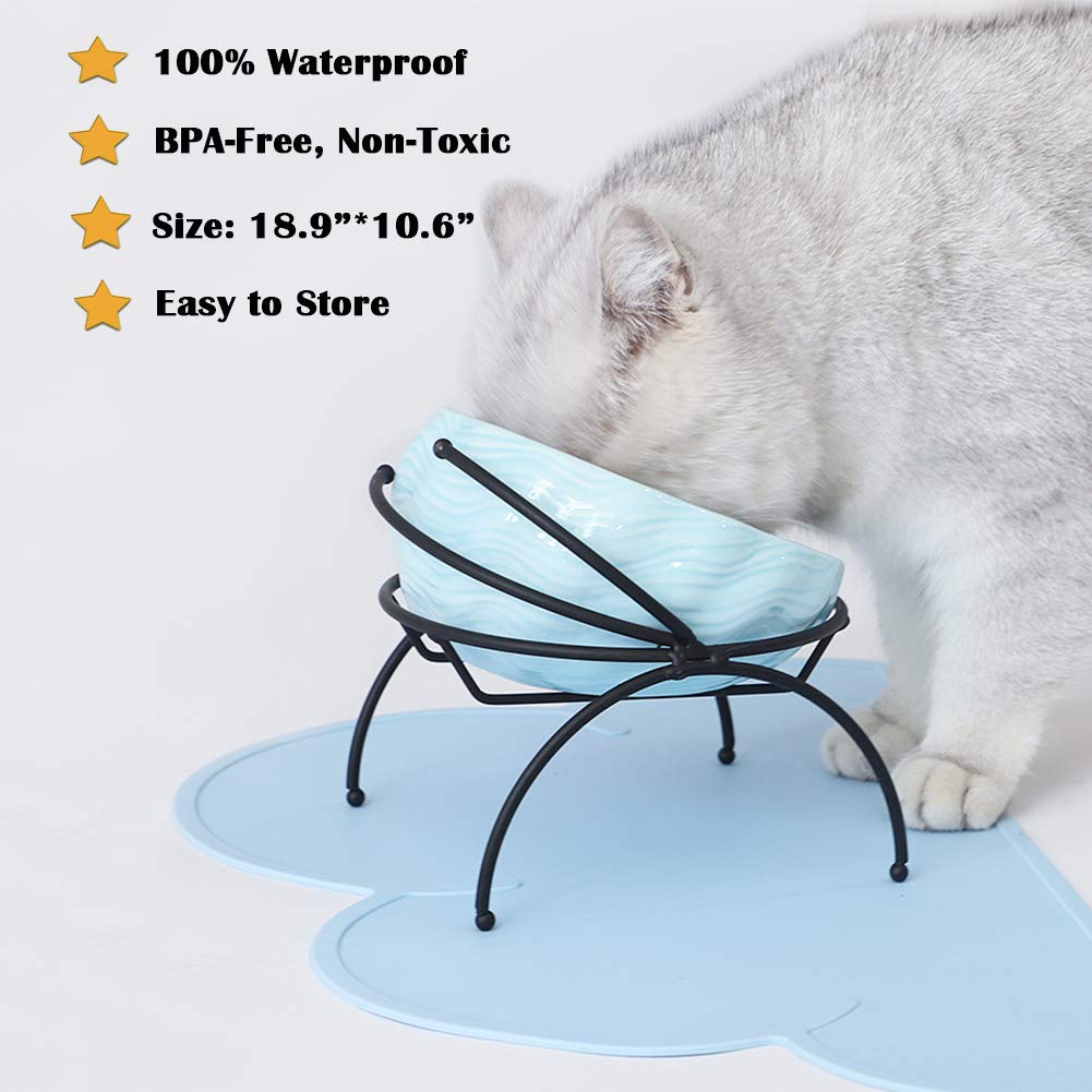 Love Dream Silicone Pet Feeding Food Mat Dog Cat Placemat Mat with Raised Edge, Anti-Slip Waterproof Pet Bowl Mats Pet Food Tray