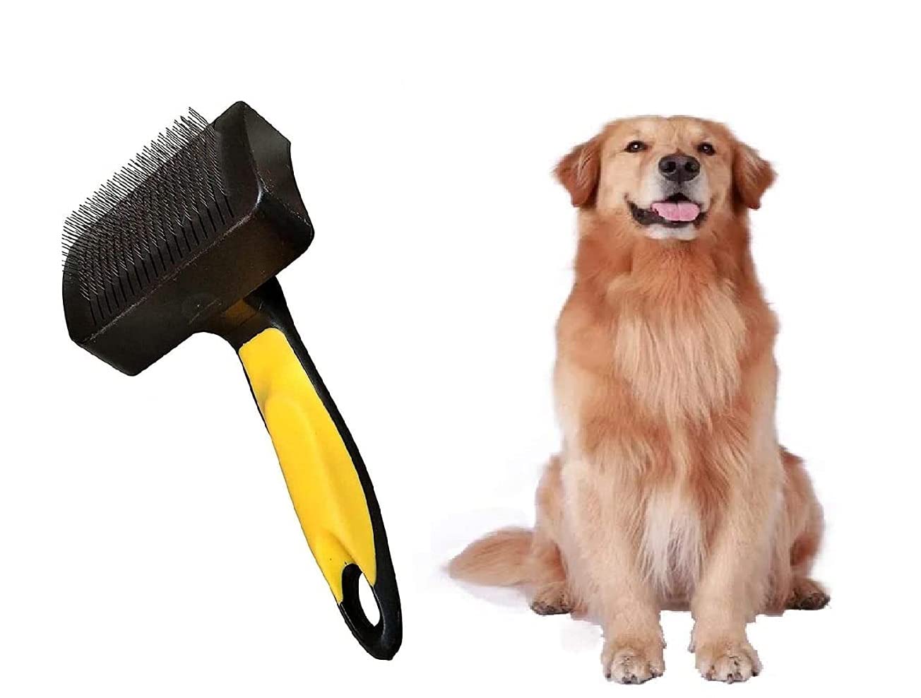 Spanker Dog Grooming Plastic Auto Slicker Self Cleaning Hair Brush For Dogs & Puppies  Color May Vary Sstp
