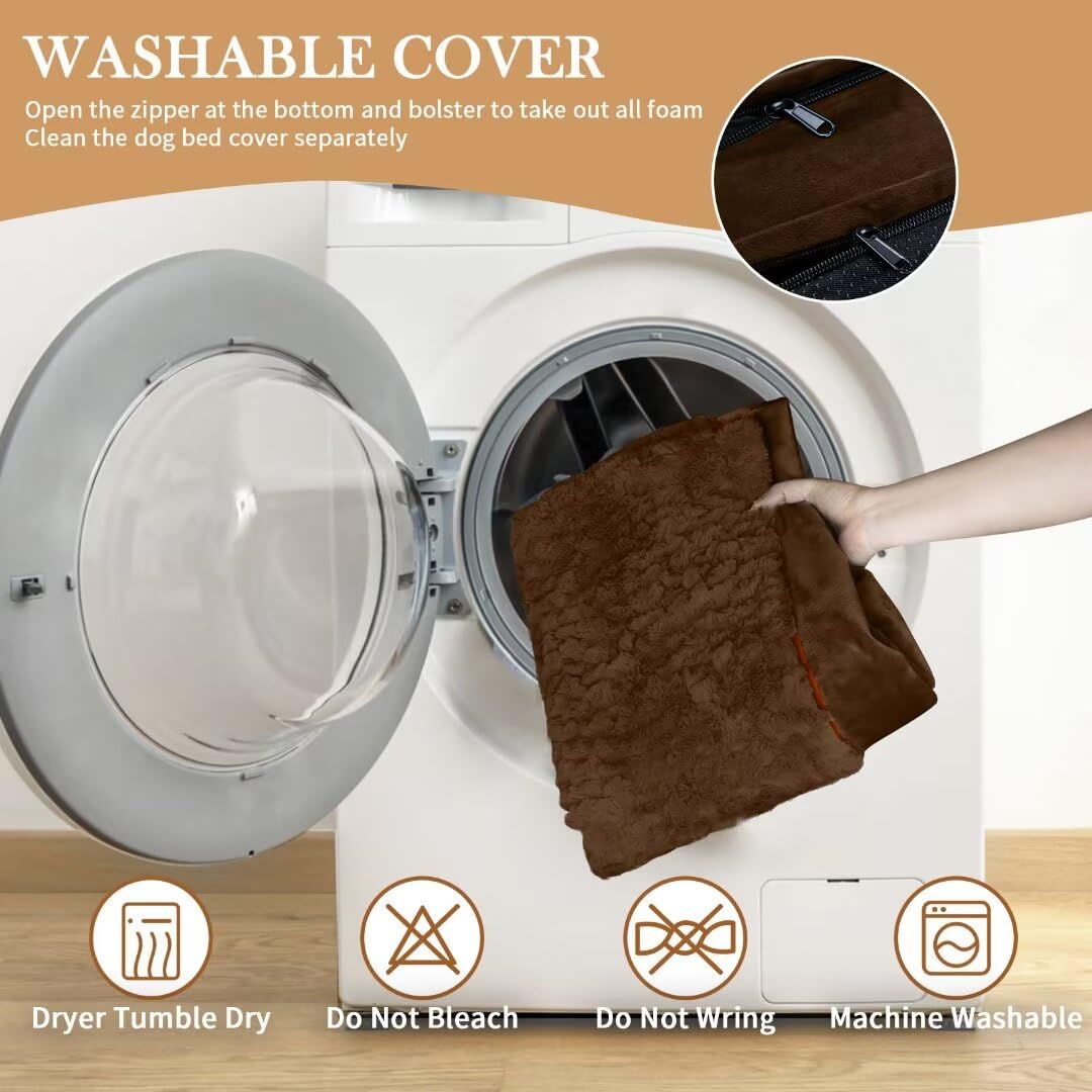 Comfort Expression Xxl Orthopedic Dog Bed Waterproof, Orthopedic Foam Dog Beds For Extra Large Dogs, Washable Dog Sofa Bed With Removable Cover & Non-Slip Bottom(Xx-Large,Chocolate Brown)