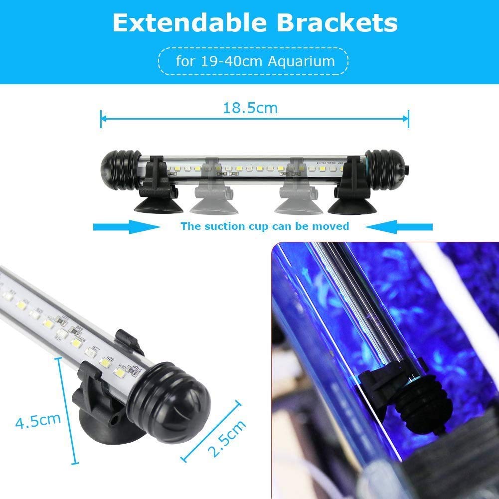 Aquariumbasics Led Aquarium Light For Fish Tank,Auto On/Off Submersible White And Blue Led Aquarium Plant Light With Timer And Dimming Function (23.2 Inch(Timer & Dimming Function)