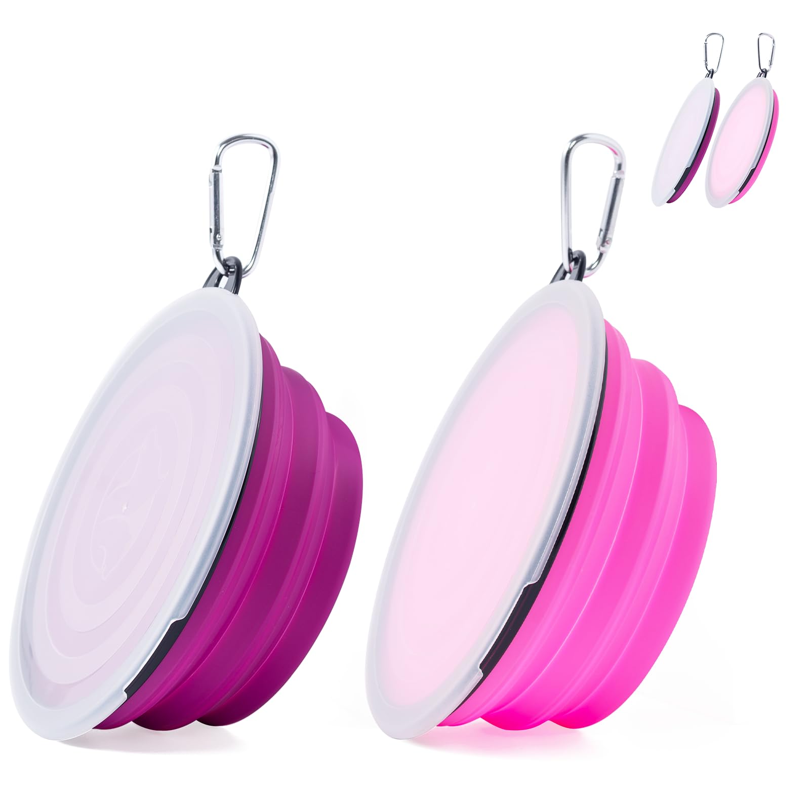 Slson Dog Bowls Pet Collapsible Bowl With Cover Lids,2 Pack Dog Travel Bowls Portable Foldable Cat Water Dish Bowl For Pets Walk