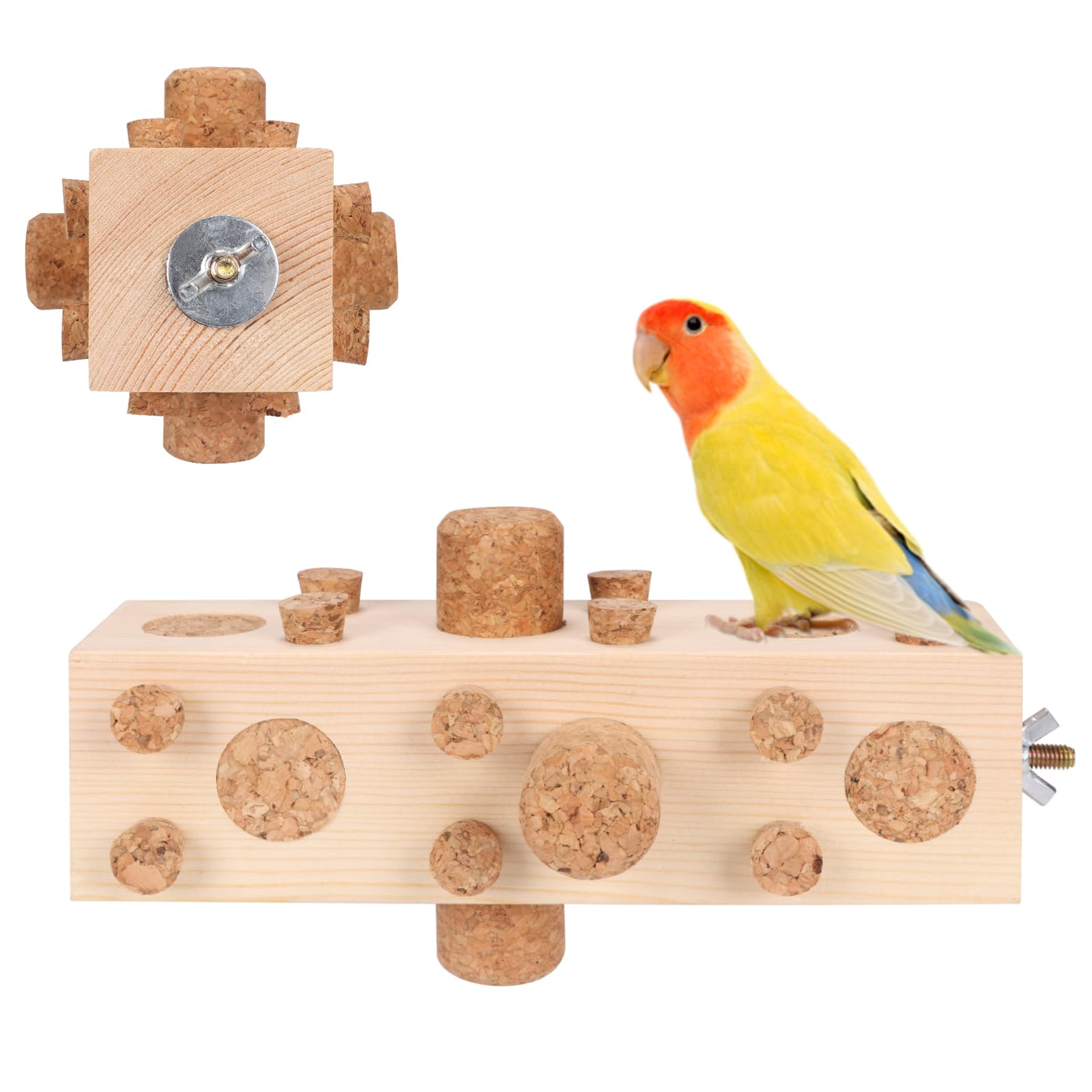 36Pcs Soft Corks With Parrot Chewing Toy Cage Perch Pine Wood Foraging Smart Toy For Small To Regular Size Parrot Cockatiel Bird