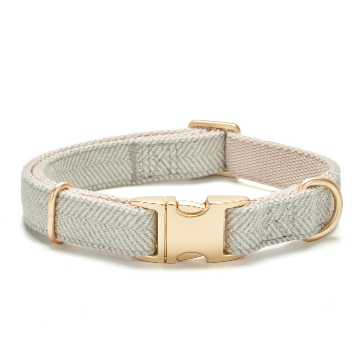 YUDOTE Soft Cotton Hemp Dog Collar with Metal Buckle Adjustable Twilled Dog Collars for Small Medium Large Dogs(Grey,Large)