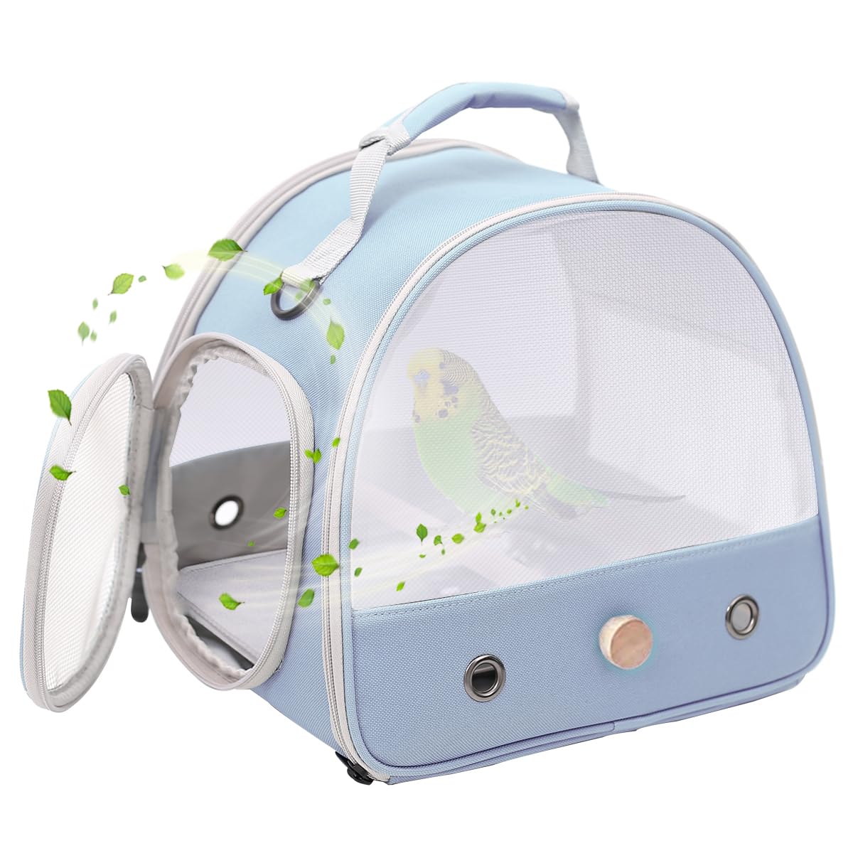 Bird Carrier, Portable Small Bird Parrot Parakeet Carrier with Standing Perch and Soft Mat (NO Tray), Side Access Window Collaps