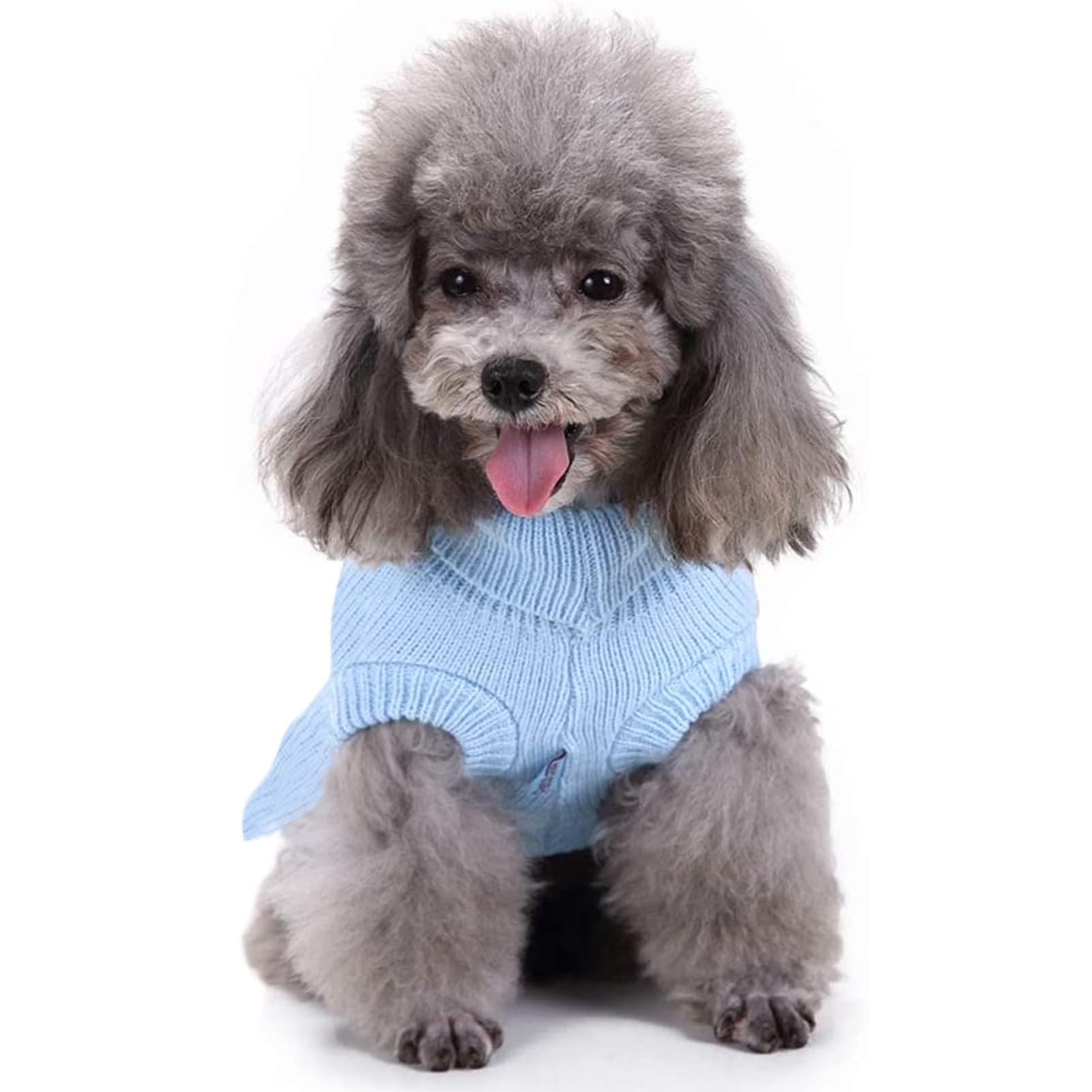 Chborchicen Small Dog Sweaters Knitted Pet Cat Warm Dog Sweatshirt Winter Clothes Kitten Puppy Sweater (Xs, Dress-Light Blue)
