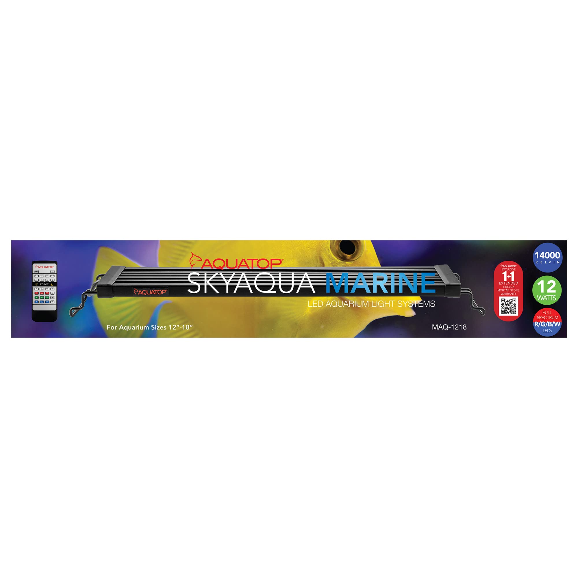 Aquatop Skyaqua Marine Led Saltwater Aquarium Light, 14000K Spectrum – Fits 12-18-Inch Tanks, 3 Position Toggle Switch & Included Remote Control, Aquarium Lights For Fish Tanks, Ul & Csa