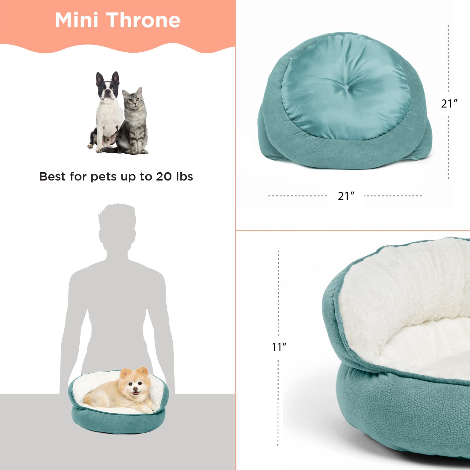 Best Friends By Sheri Throne High Bolster Orthopedic Relief Cat And Dog Bed In Mini Tide Pool