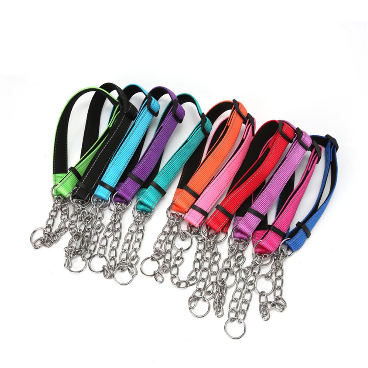 Pink Martingale Collar For Dogs, Reflective Nylon Dog Collar Adjustable Stainless Steel Chain Collar Female No Pull Pet Training Collar For Small Medium Large Dogs, Xl