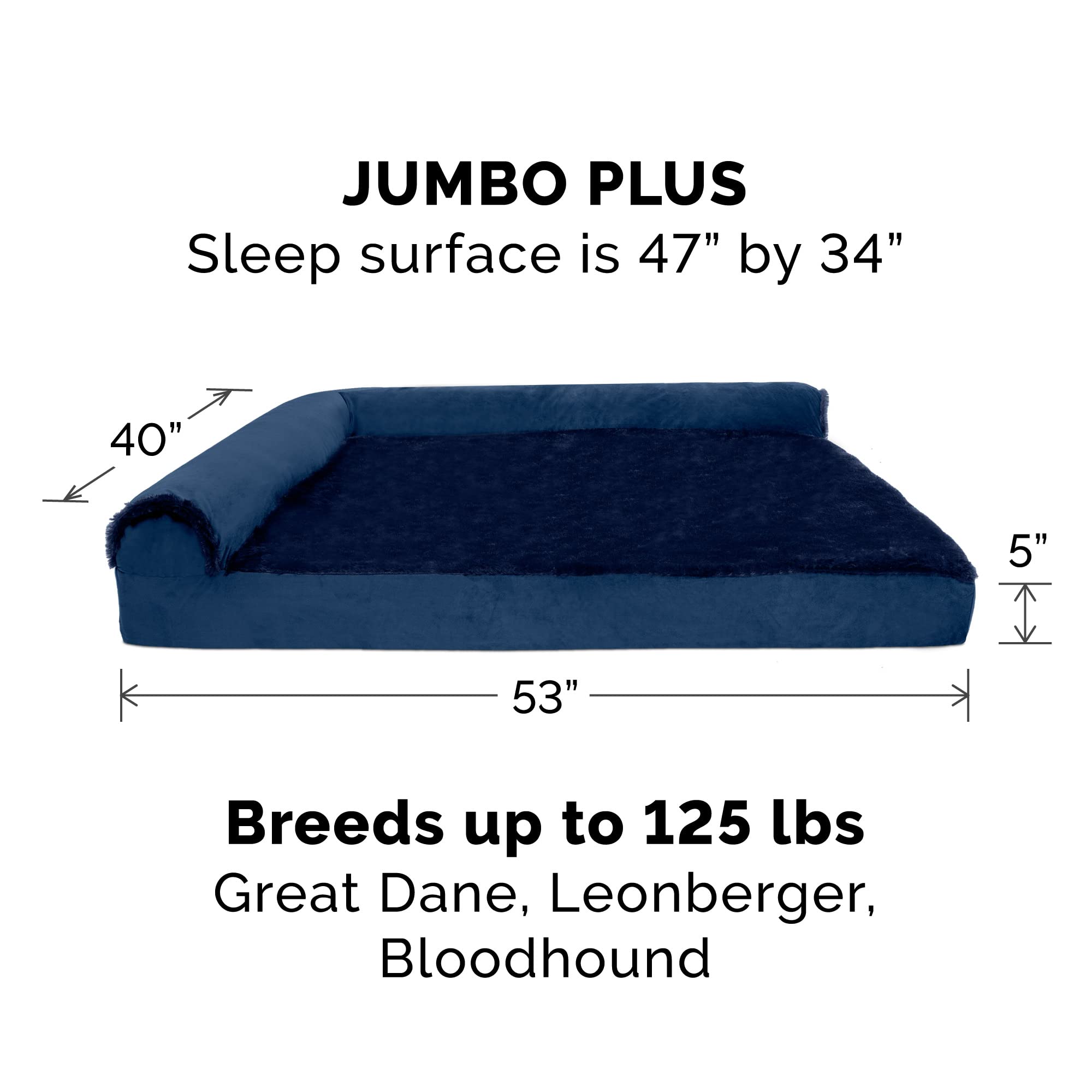 Furhaven Cooling Gel Dog Bed For Large Dogs W/ Removable Bolsters & Washable Cover, For Dogs Up To 125 Lbs - Plush & Velvet L Sh