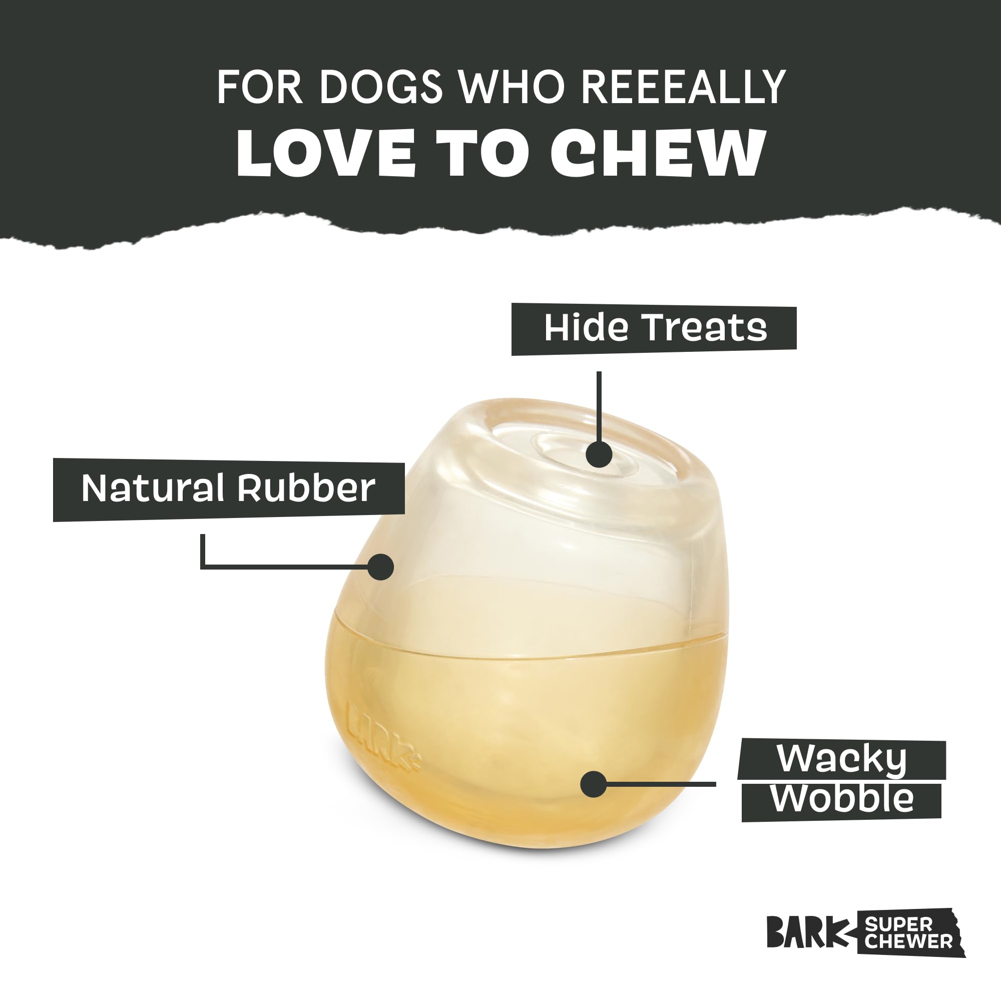 Barkbox Tipsy Rosé Rubber Wine Dog Toy | Treat Dispensing | M/L Size | Natural Rubber for Medium to Large Dogs