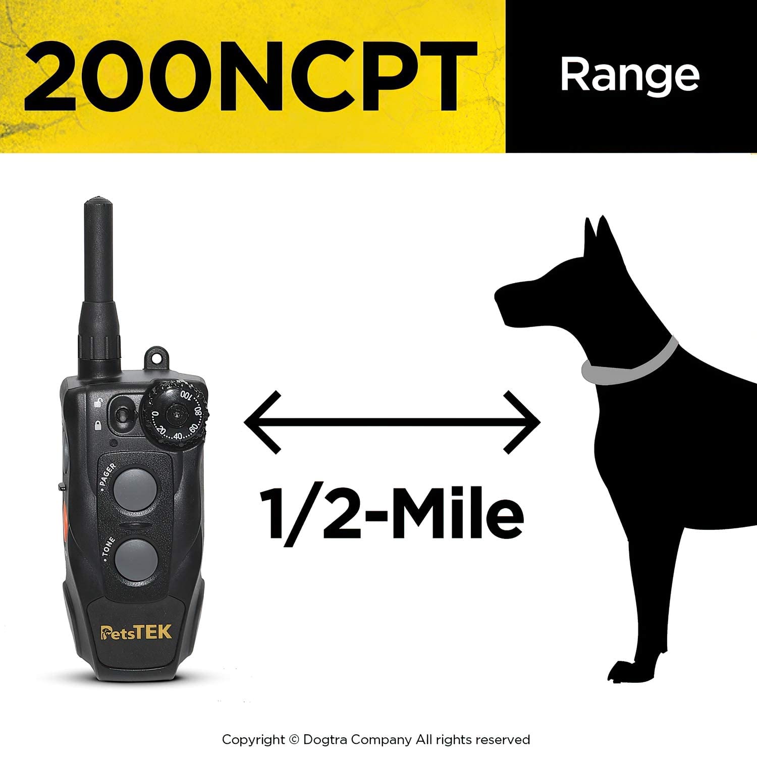 Dogtra 200Ncpt Electronic Dog Training Collar With Remote For Small Dogs To Large Dogs - 2640 Ft Range, Vibration, Tone, 100 Sti
