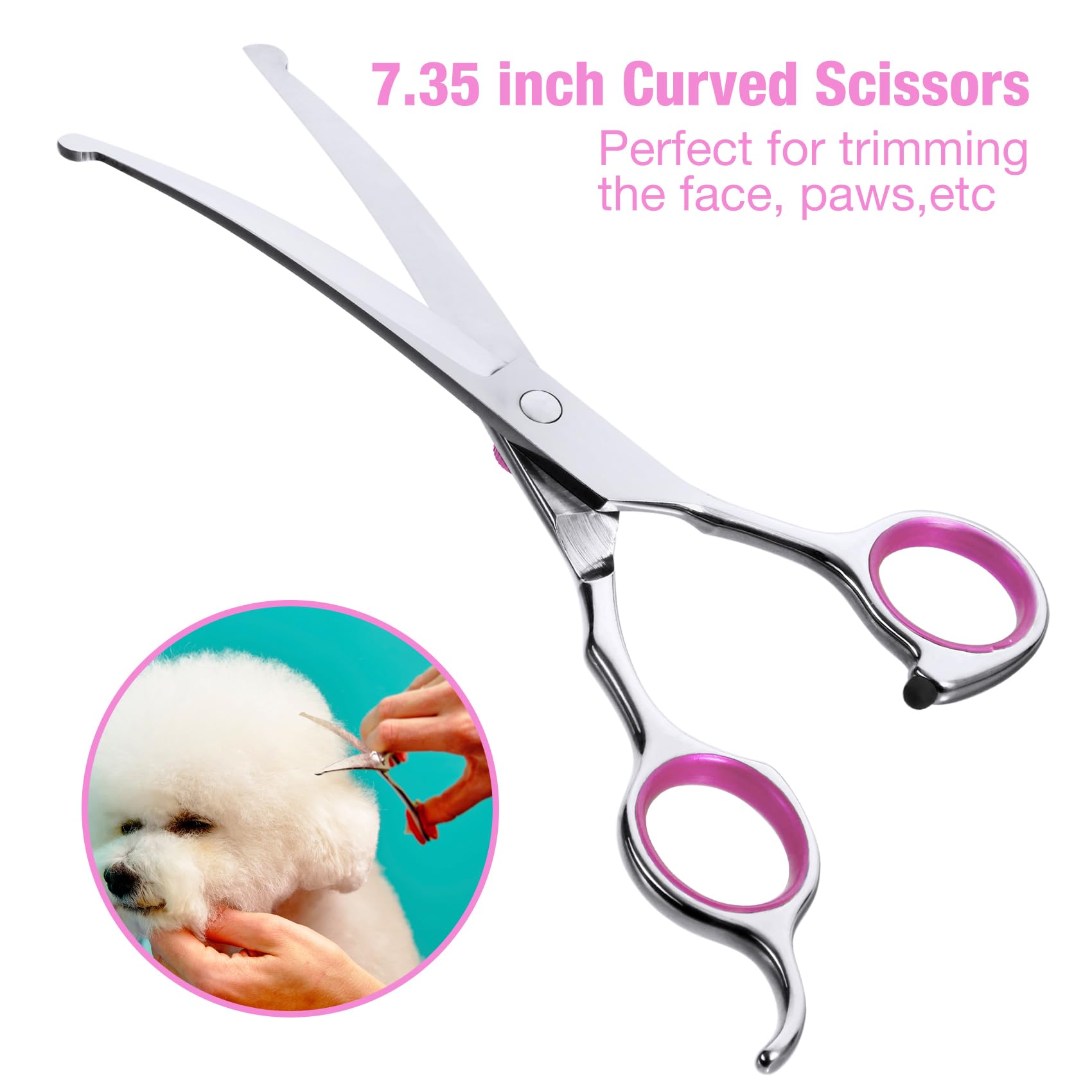 Cadaby Dog Grooming Scissors Kit With Safety Round Tips, 3 In 1 Professional Dog Grooming Scissors, 4Cr Stainless Steel Pet Groo