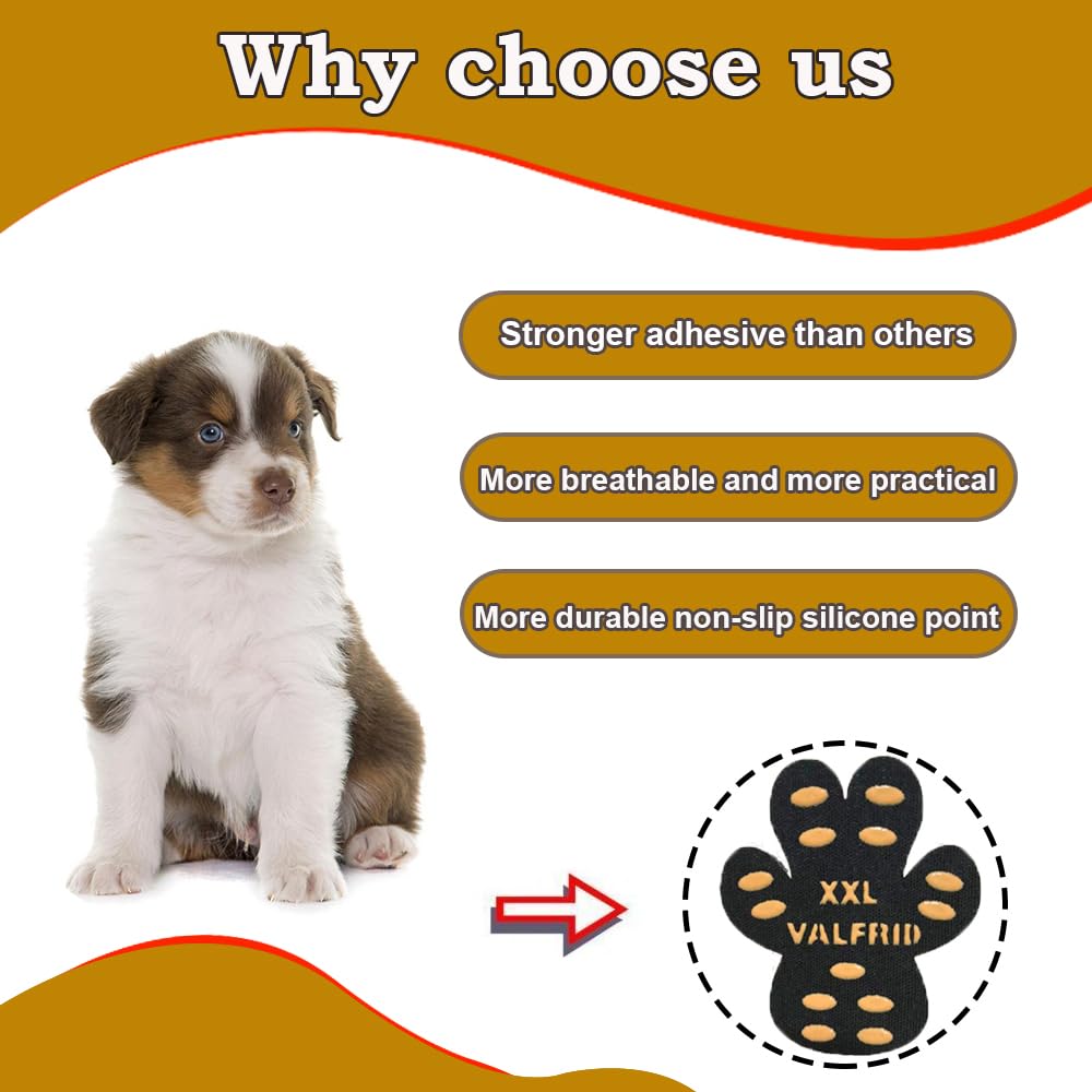 Valfrid Dog Paw Pads Anti-Slip Paw Protector,15 Sets-60 Pads Keeps Dogs From Slipping On Hardwood Floors,Traction Control Non-Sk