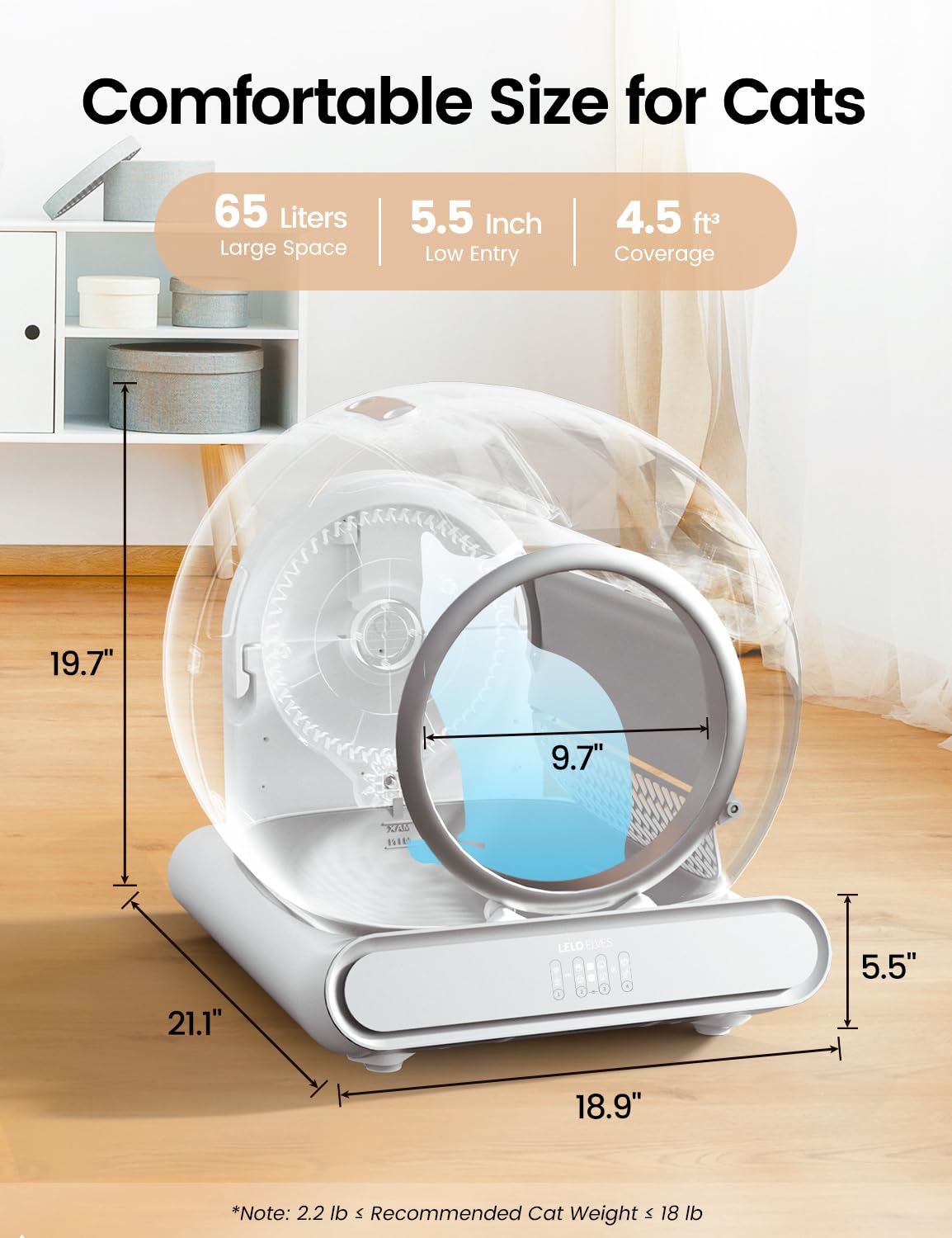Self Cleaning Cat Litter Box, Ultra-Safe Protection Automatic Cat Litter Box, App Control/Lower Entry/Large Capacity With 3 Roll
