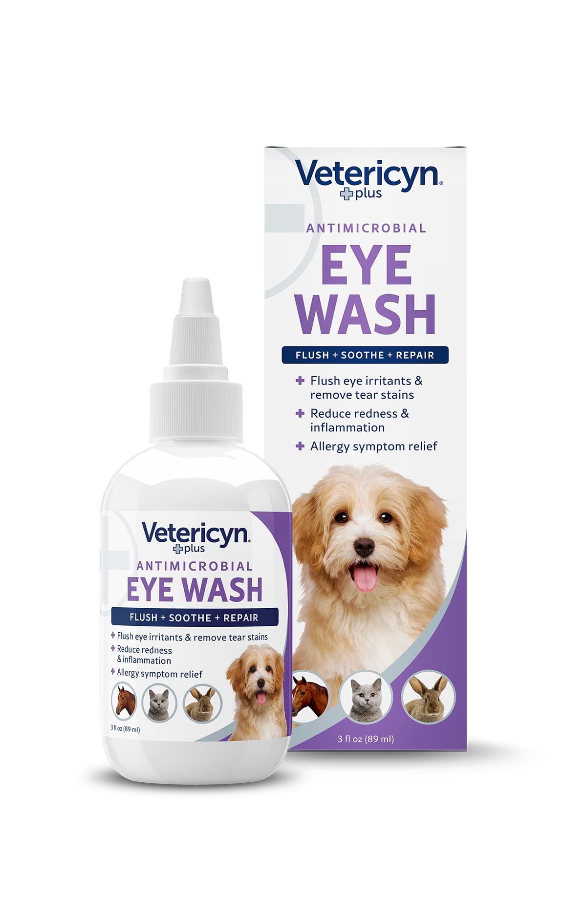 Vetericyn Plus Dog And Cat Eye Wash | Eye Drops For Dogs And Cats To Flush And Soothe Eye Irritations, Dog Tear Stain Cleaner, S