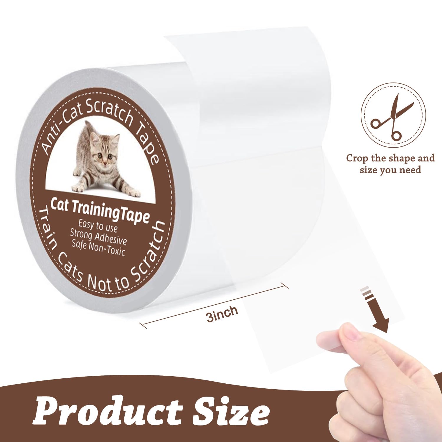 Anti Cat Scratch Tape, 3 Inches X 20 Yards Anti Cat Scratch Furniture Protector, 100% Transparent Double Sided Tape For Cats, Ca