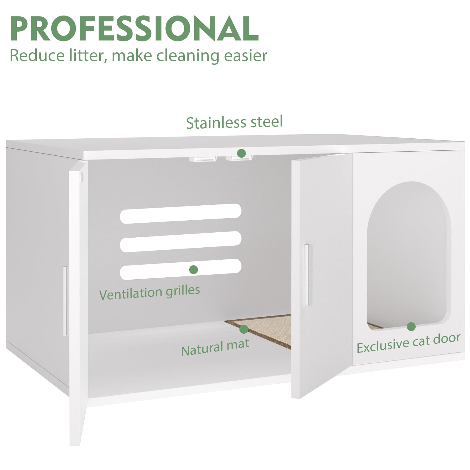 Amunrbrek Modern Cat Litter Box Enclosure Furniture As End Side Table, Stackable Litter Box Furniture With Front Entry Cat Door