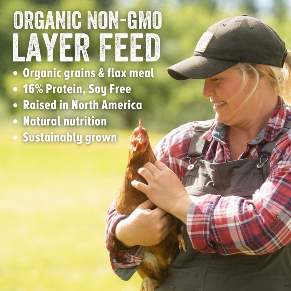 Scratch and Peck Whole Grain Layer Mash Chicken and Duck Feed - 10 lbs Bag - Corn-Free and Soy-Free - 16% Protein, Certified Org