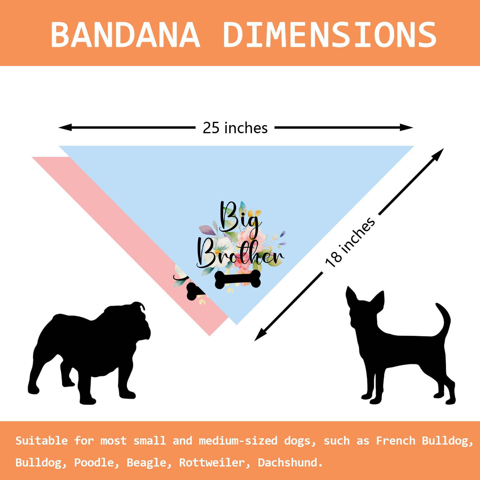 2 Packs Gender Reveal Gifts Big Sister Big Brother Bone Bandana Pregnancy Announcement Photo Props Scarf Accessories Cool Ideas