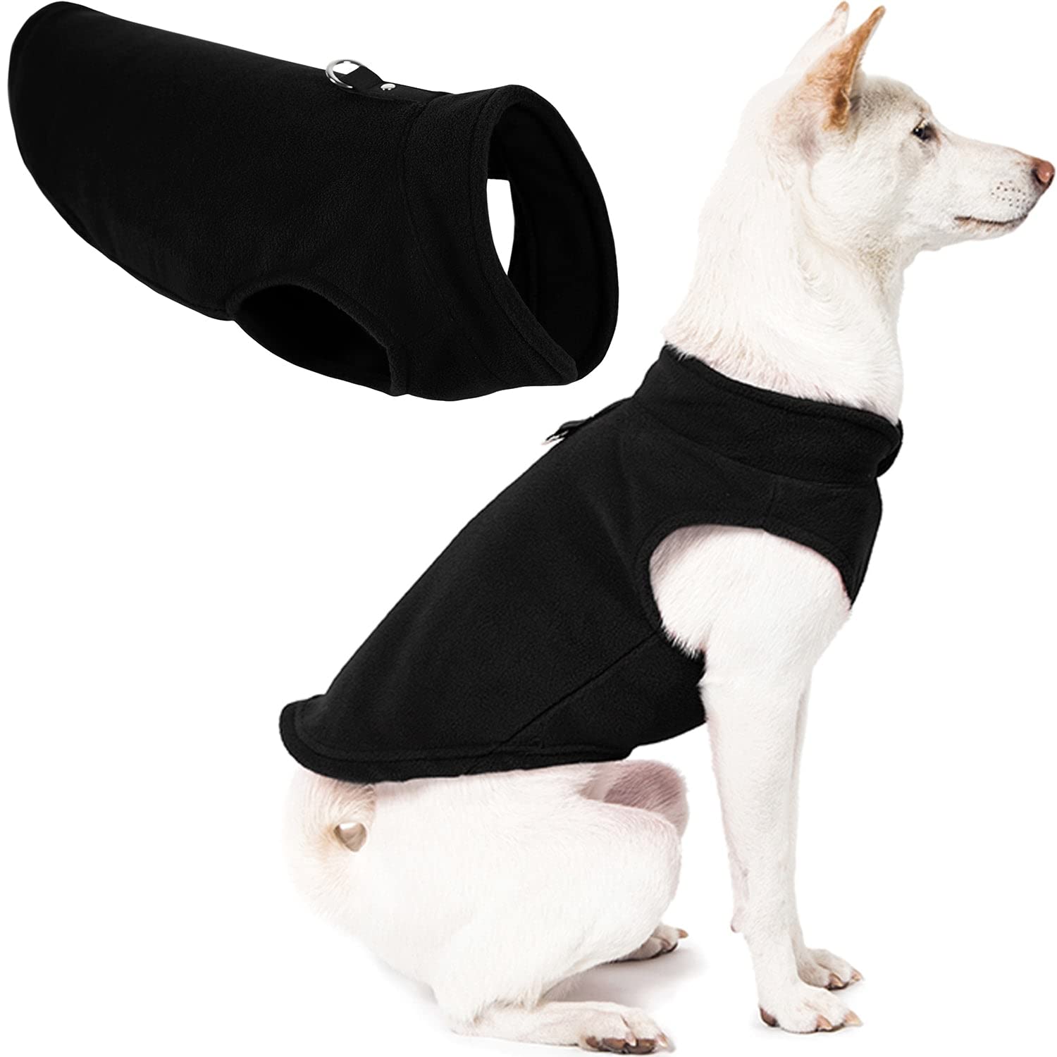 Gooby - Fleece Vest, Small Dog Pullover Fleece Jacket With Leash Ring, Black, Small