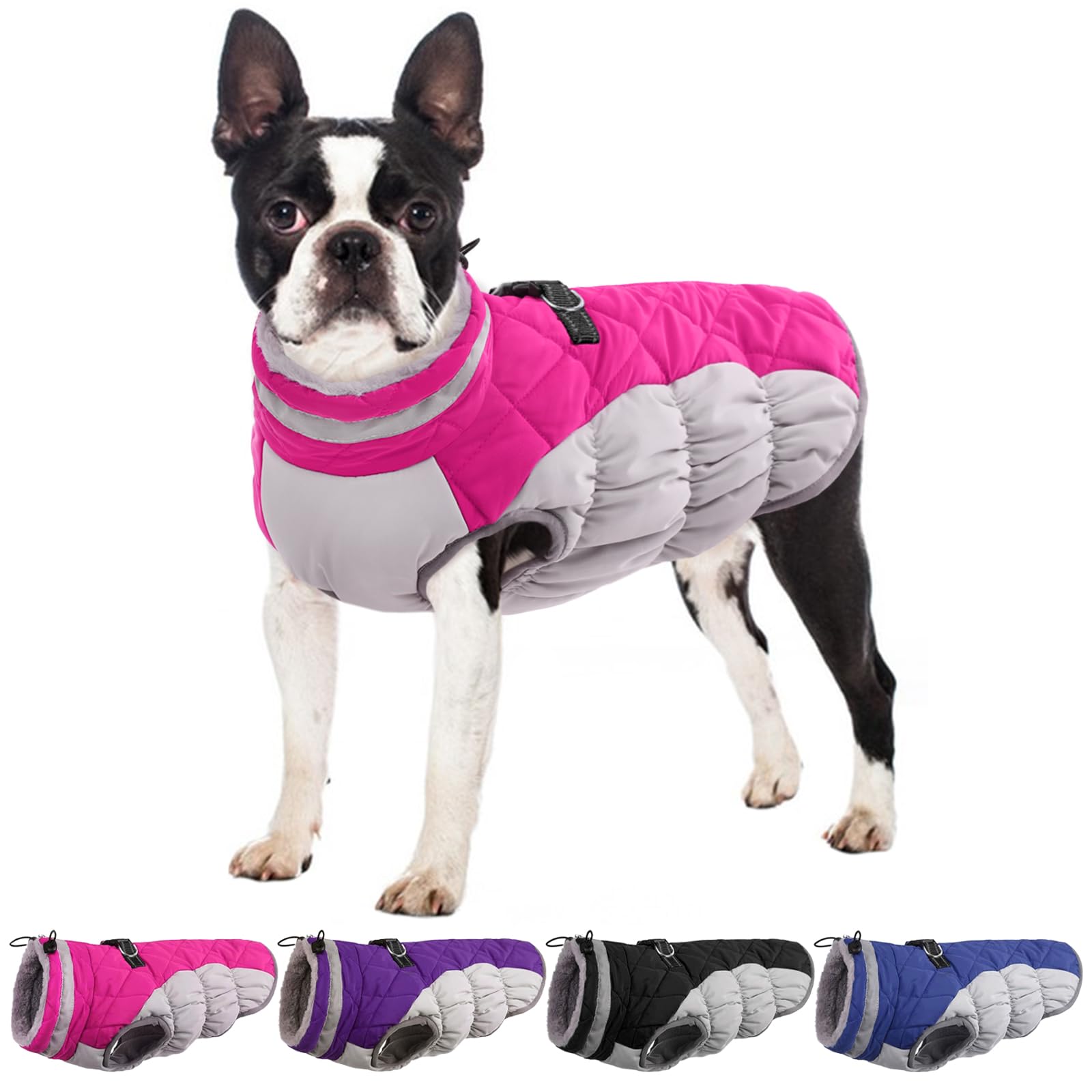 Ouobob Dog Coat, Dog Jackets For Large Dogs, Dog Winter Coat With Harness Built In, Dog Cold Weather Coats Waterproof, Reflectiv