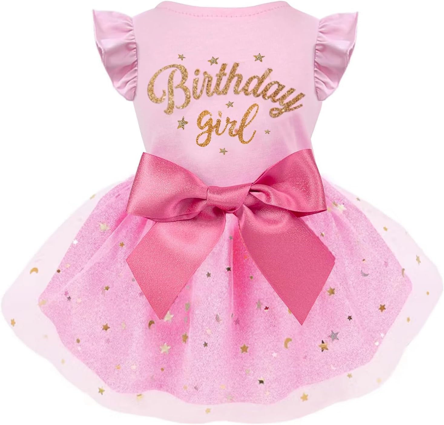 Otunrues Dog Birthday Dress Tulle With Big Bowknot Princess Dog Birthday Outfit Girls Doggie Dresses Clothes Small Pink S