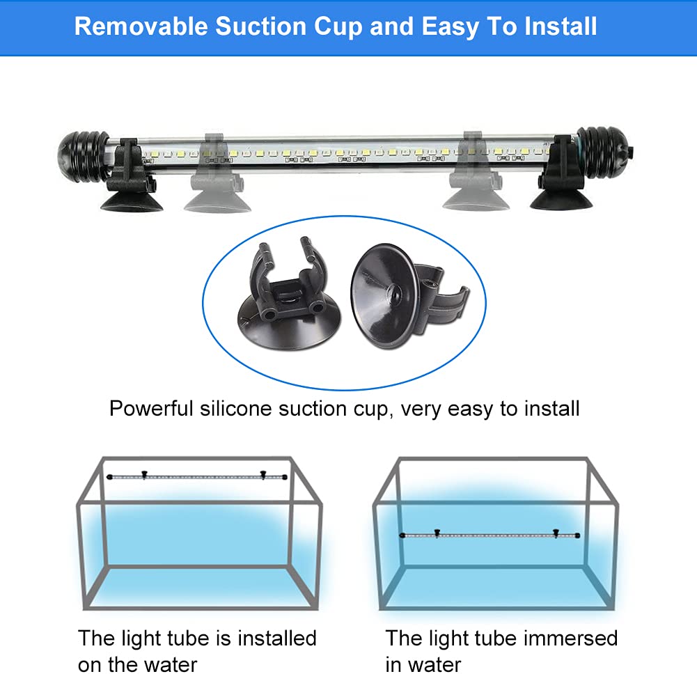Varmhus Submersible Led Aquarium Light,Fish Tank Light With Timer Auto On/Off Dimming Function,3 Light Modes Dimmable White-Blue,10 Brightness Levels Optional&3 Levels Of Timed Loop Function 7.5''